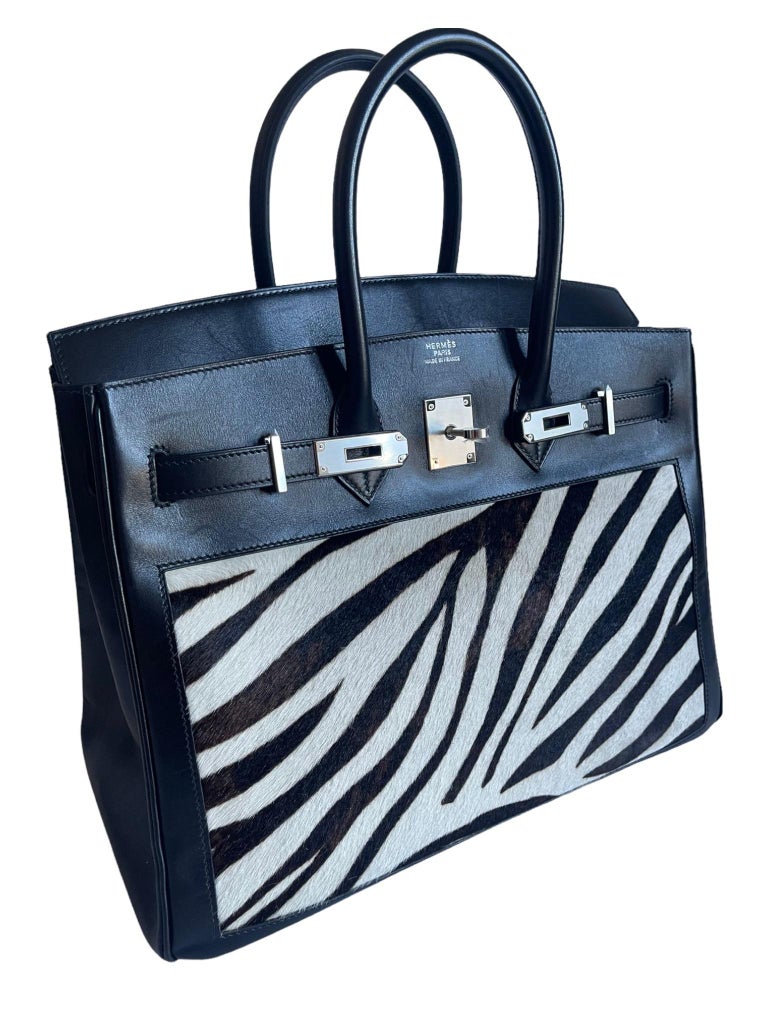 Hermès Black Box Calf 35 cm Birkin Bag with Palladium Hardware at 1stDibs