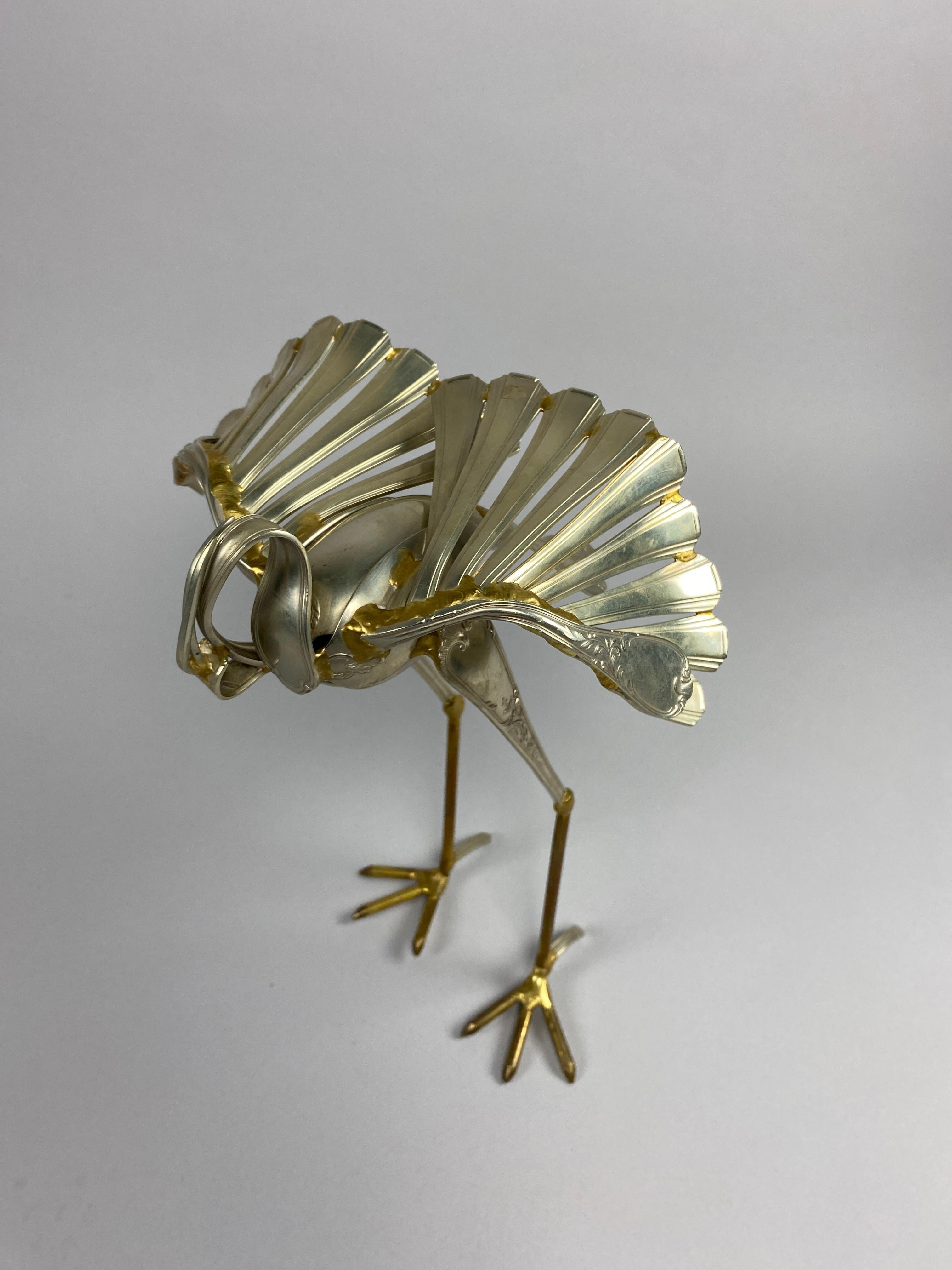 Unique Heron Cutlery Sculpture by Gerard Bouvier For Sale 3