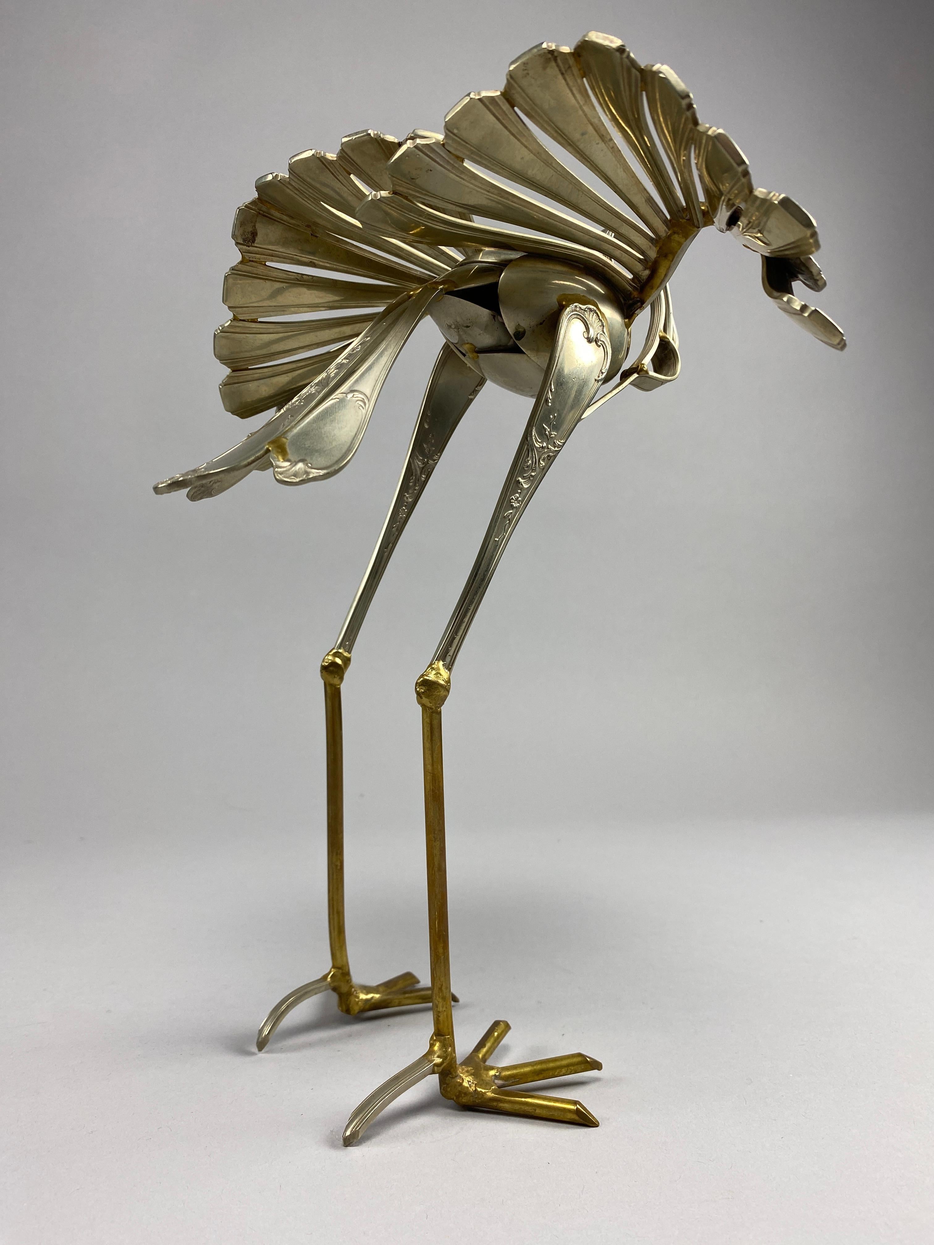 Unique Heron Cutlery Sculpture by Gerard Bouvier For Sale 4
