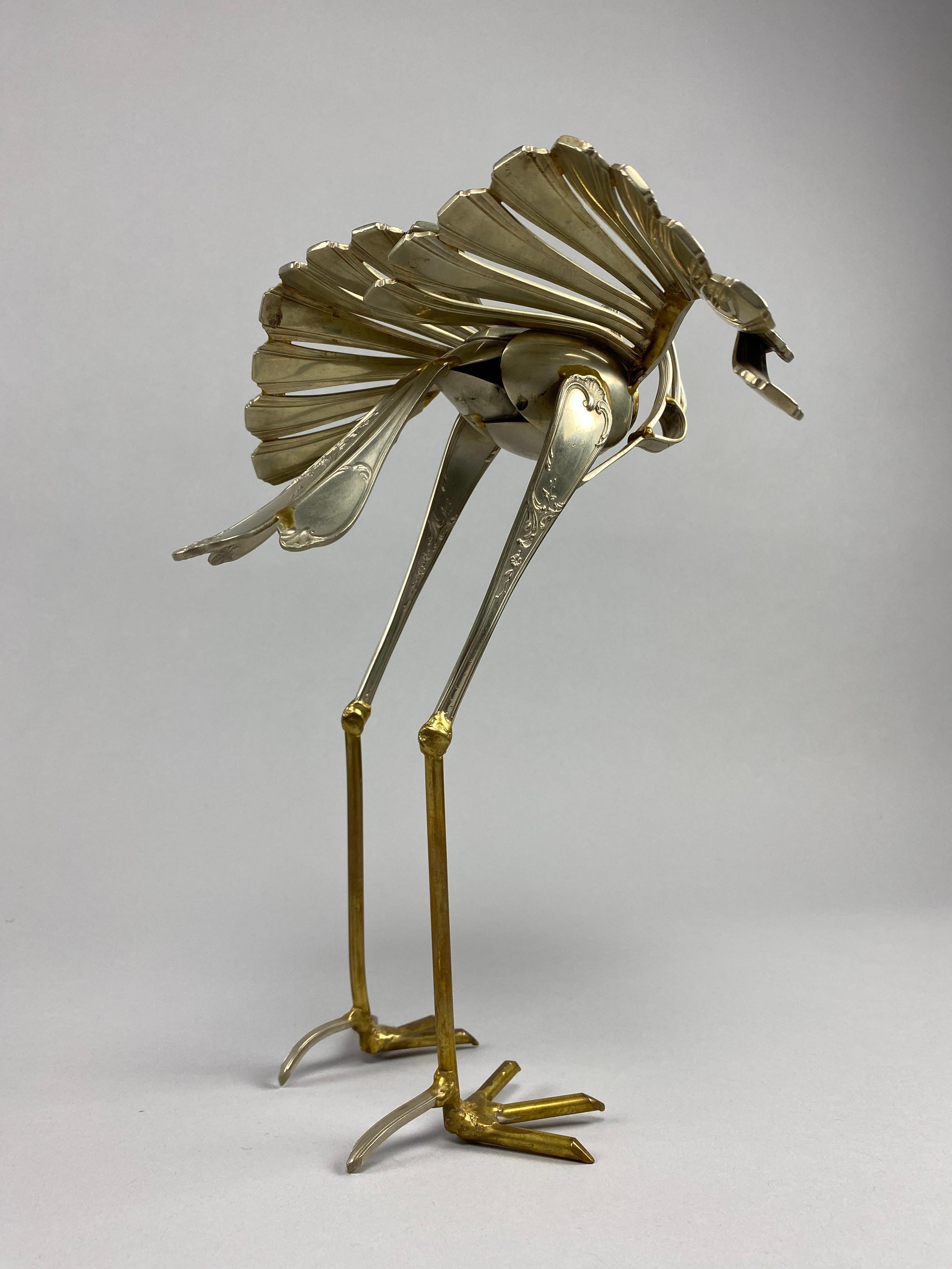 Unique Heron Cutlery Sculpture by Gerard Bouvier For Sale 7