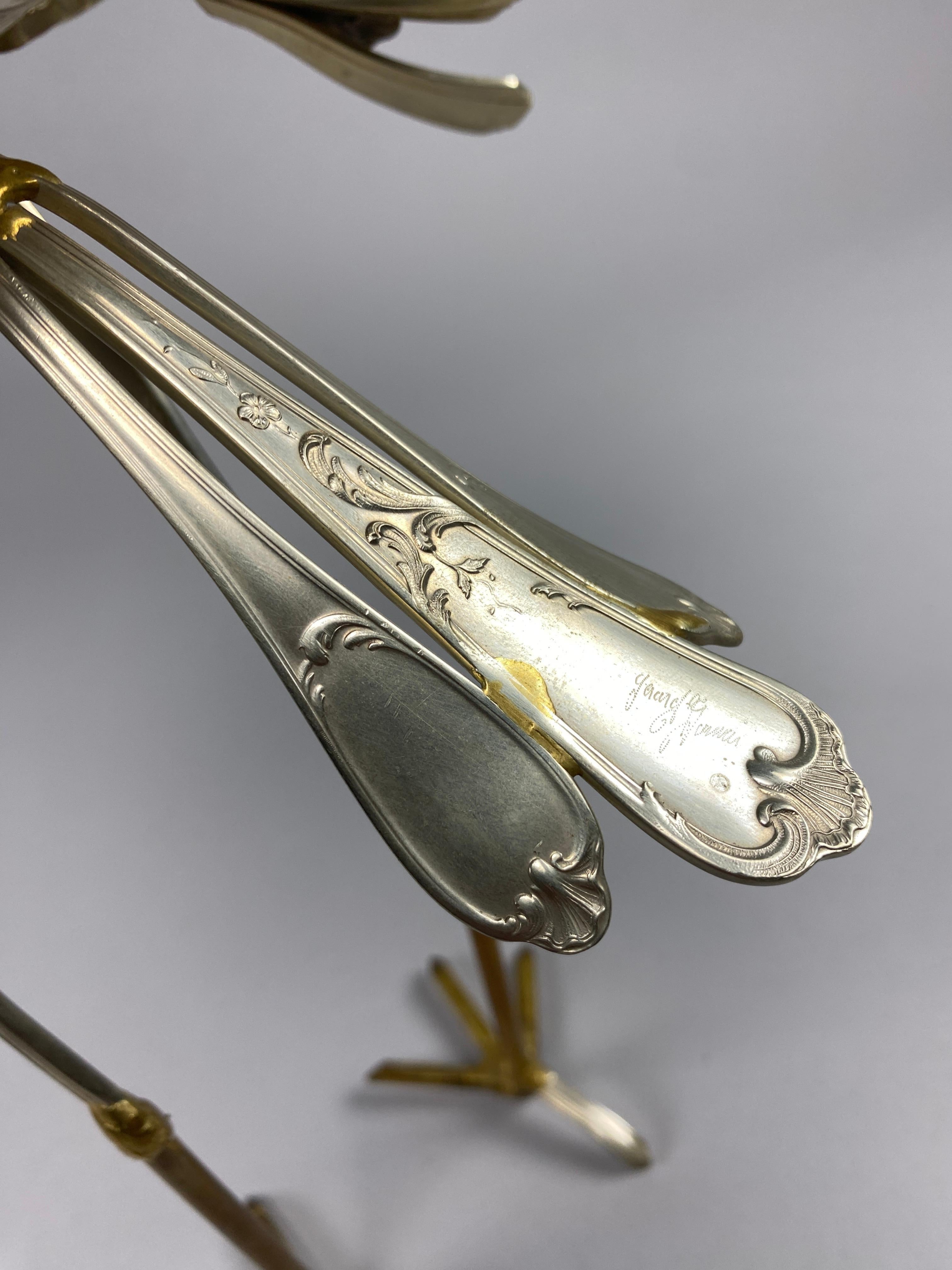 Unique Heron Cutlery Sculpture by Gerard Bouvier For Sale 1