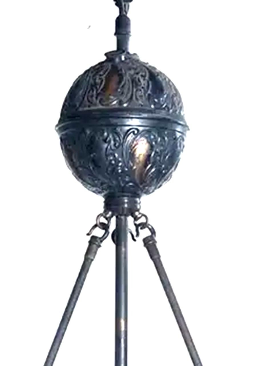 Victorian Unique Hex Shade 1800s Mirrored Gas Lamp For Sale