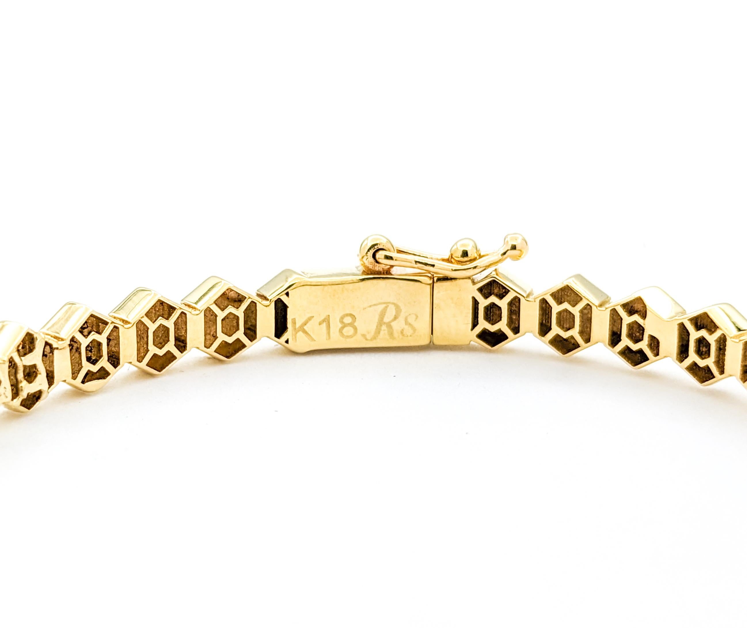 Contemporary Unique Hexagon Link Bangle Bracelet In Yellow Gold For Sale