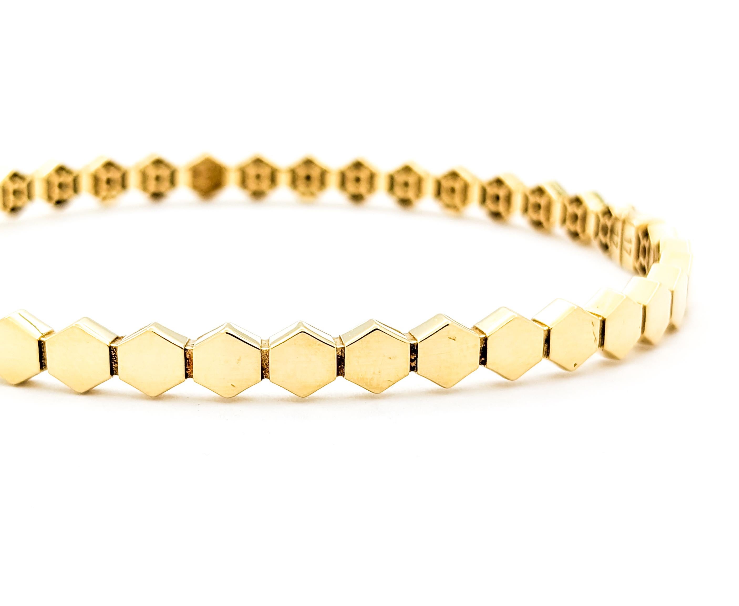 Women's Unique Hexagon Link Bangle Bracelet In Yellow Gold For Sale