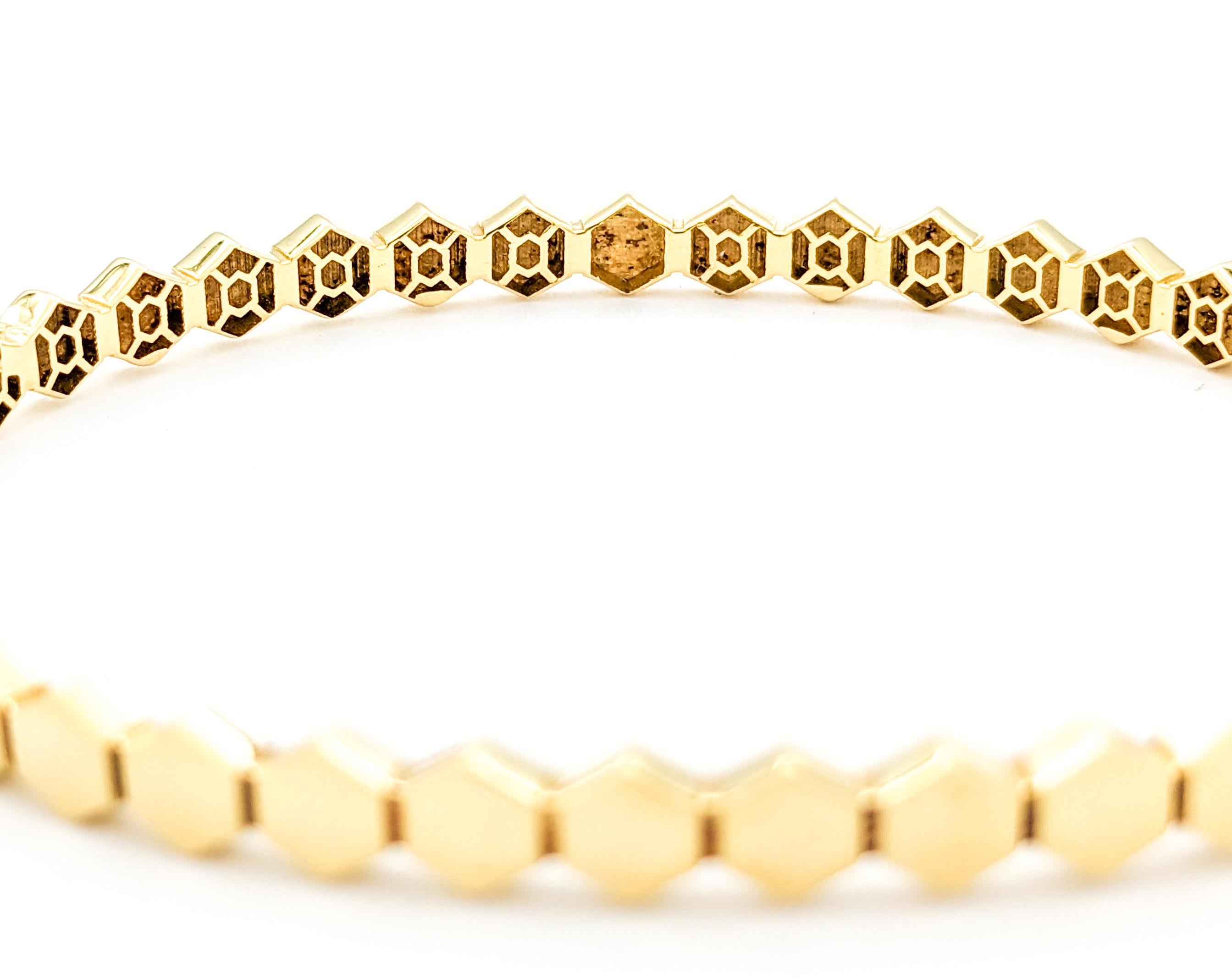Unique Hexagon Link Bangle Bracelet In Yellow Gold For Sale 1