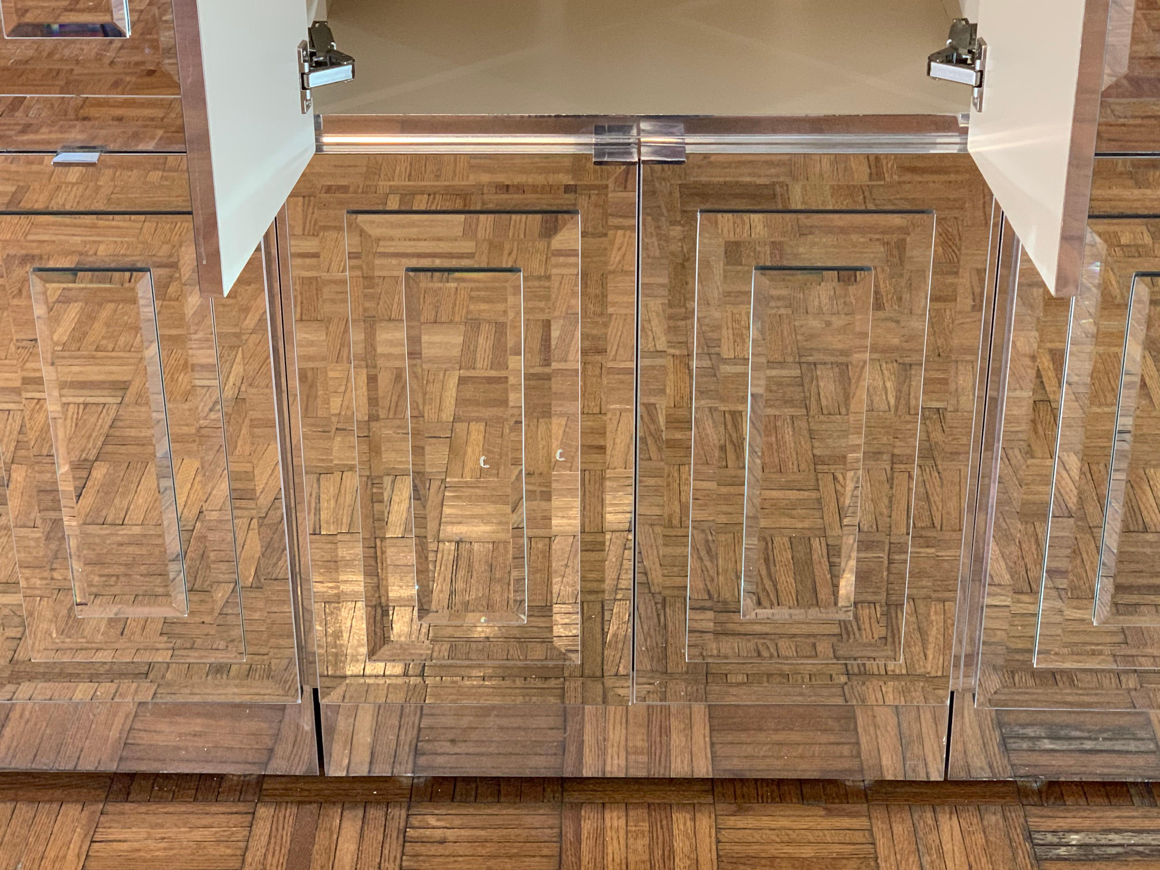 Unique Hollywood Regency Custom Ello Mirrored Breakfront or Sideboard with Bar For Sale 5