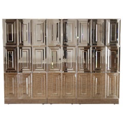 Retro Unique Hollywood Regency Custom Ello Mirrored Breakfront or Sideboard with Bar