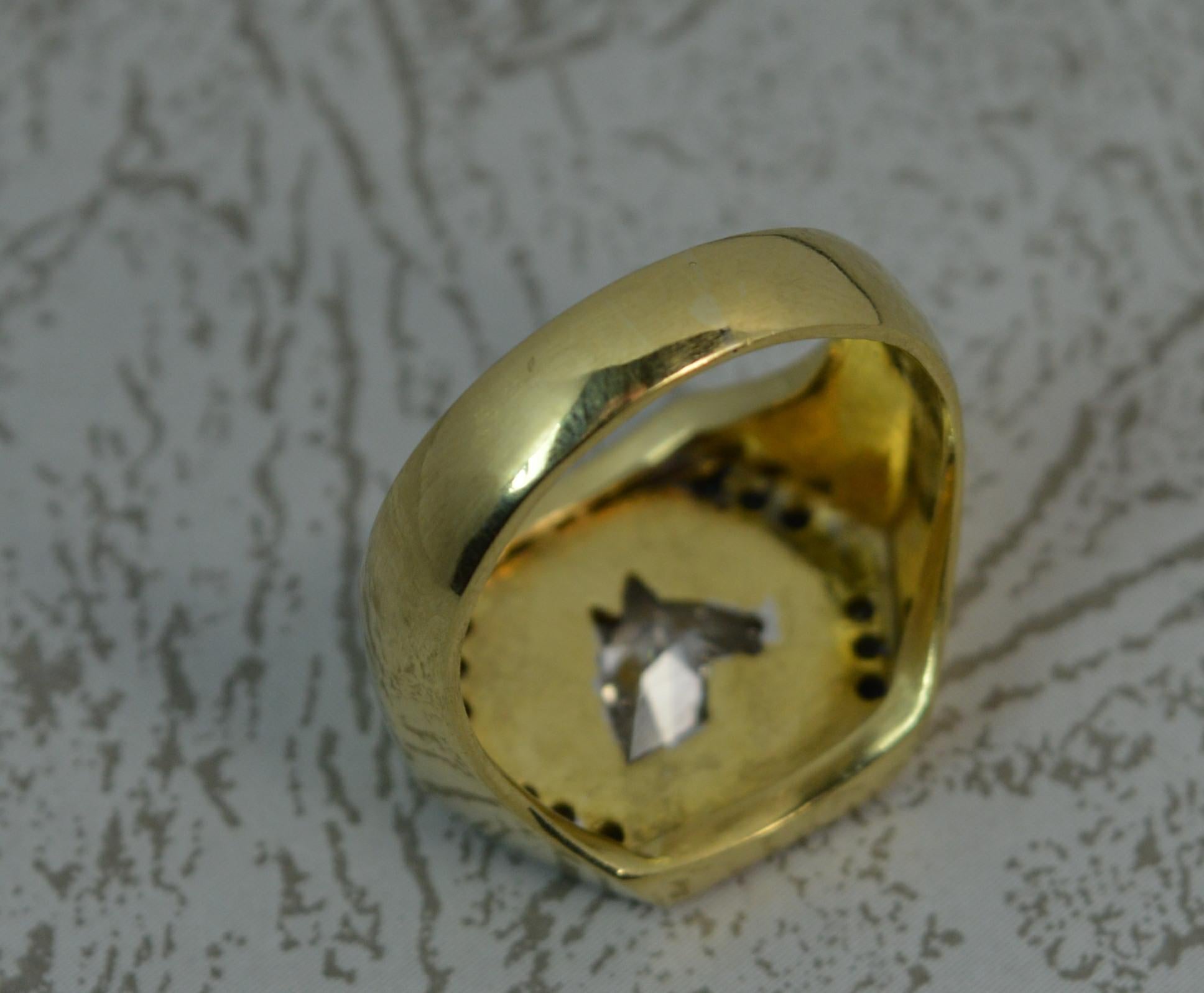 Women's or Men's Unique Horse Head Cut Natural Diamond 18 Carat Gold Ring