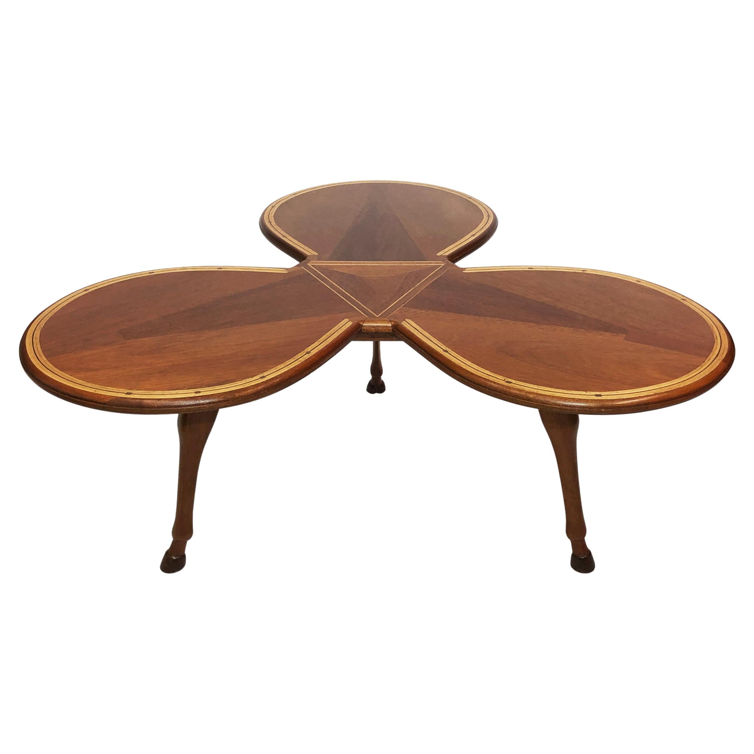 Unique Horse Petal Hoof Tripod Coffee Table Midcentury Antique 50s 60s Vintage For Sale