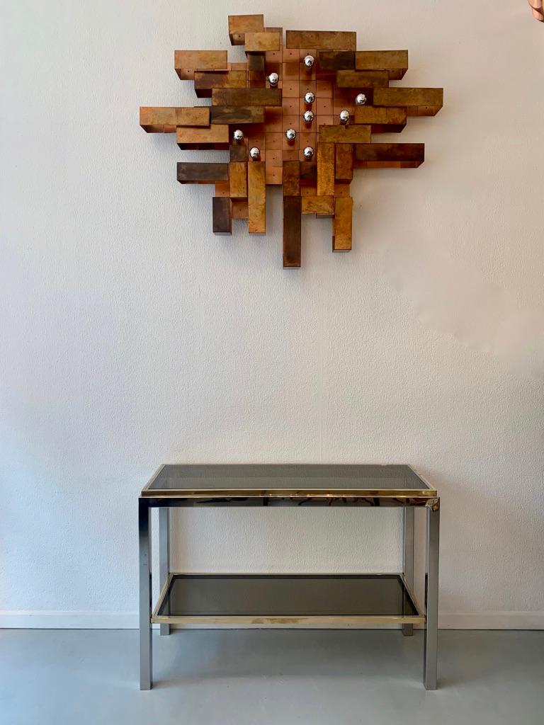 Unique Huge Copper Asymetrical Brutalist Wall Lamp, ca. 1970's For Sale 6
