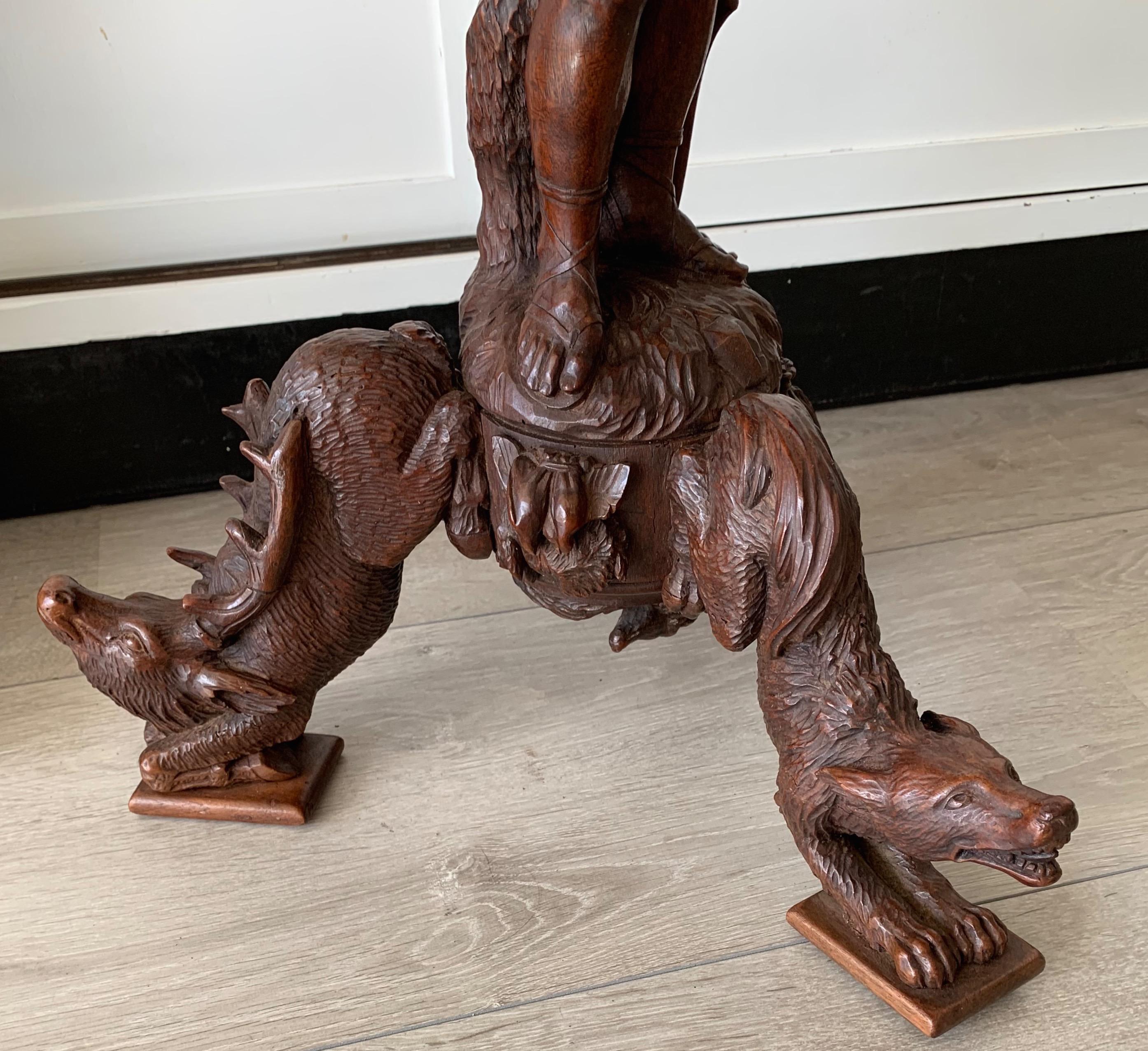 Hunting Theme Table with Hand Carved Native Indian & Sculptural Animal Legs 1