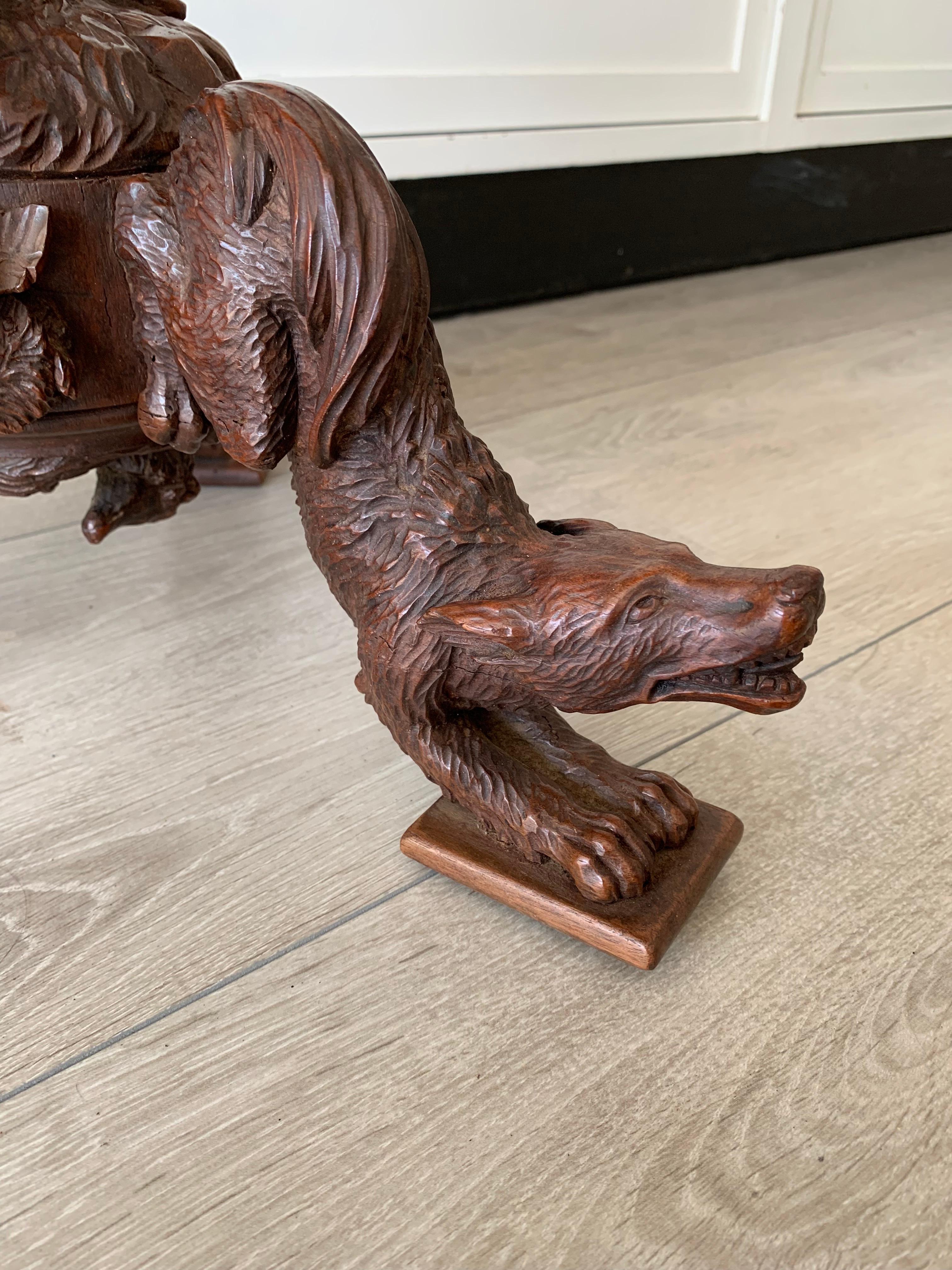 Hunting Theme Table with Hand Carved Native Indian & Sculptural Animal Legs 4