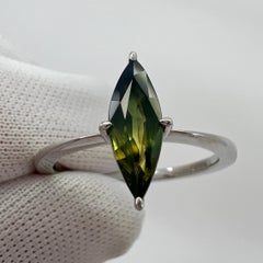 Unique IGI Certified Bi Colour Sapphire 1.04ct Marquise Cut 18k White Gold Ring