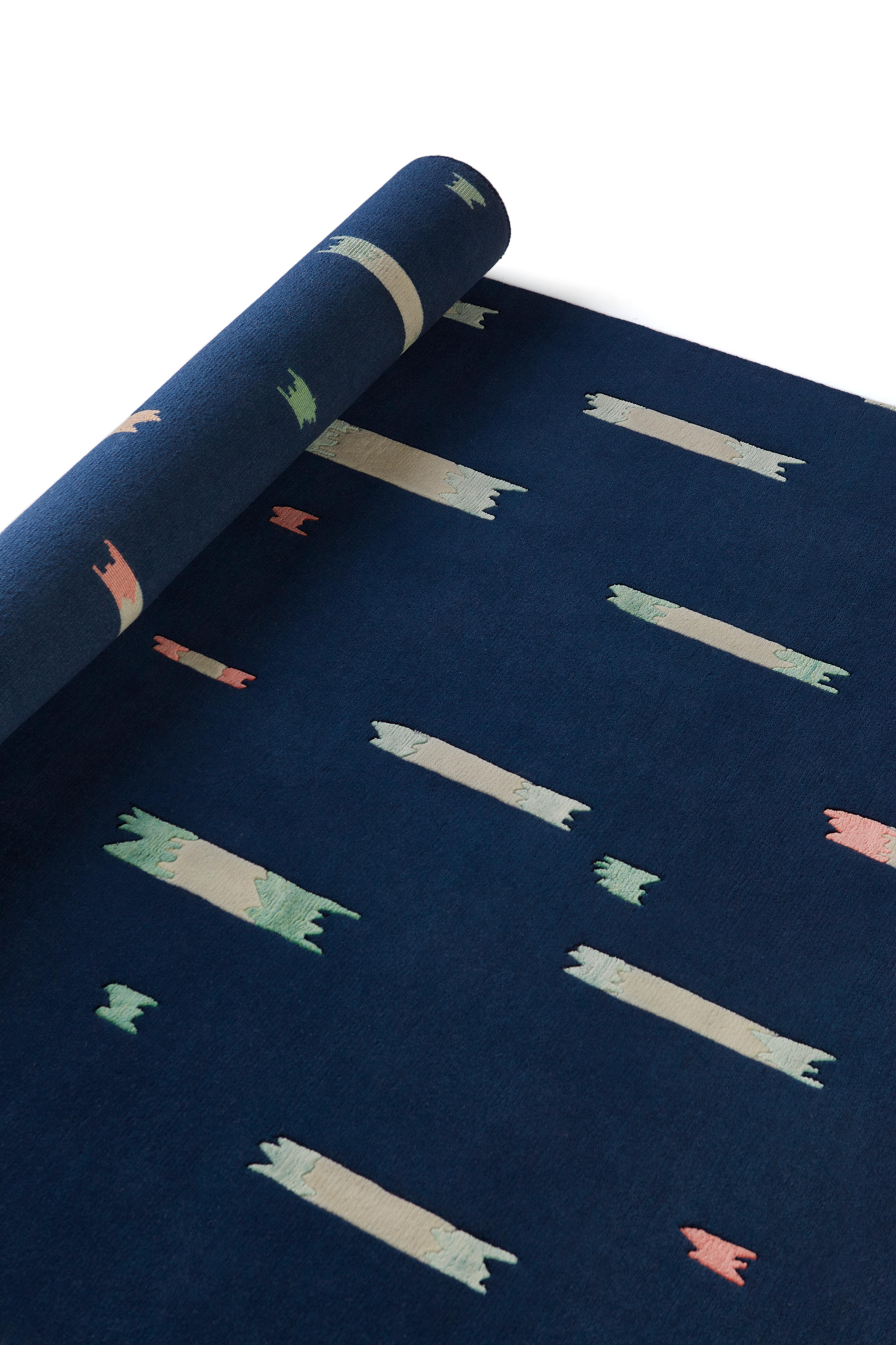 Modern Unique Ikkat Rug by Hatsu For Sale