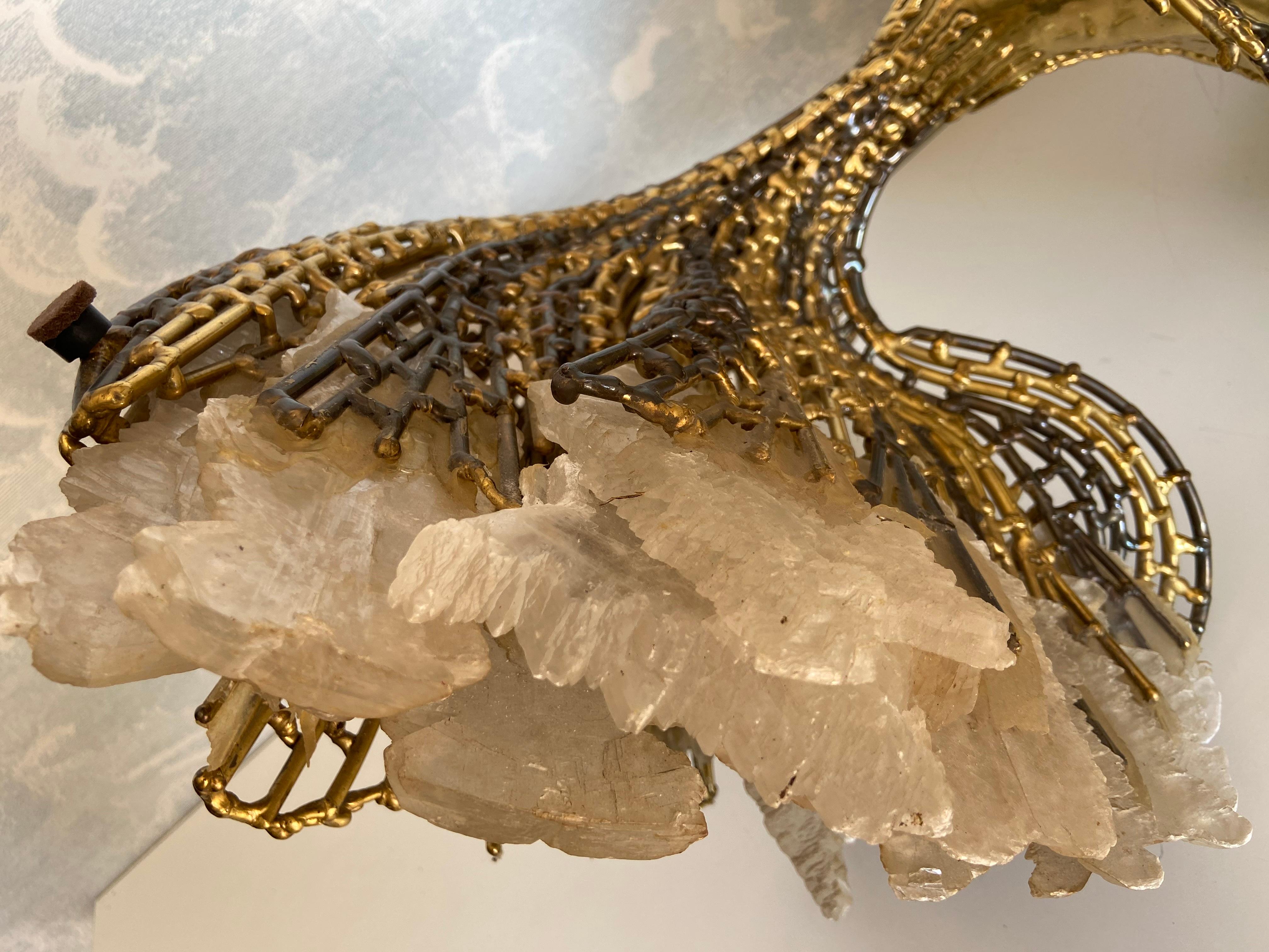 Unique illuminated Sculptural Brass-Fish Coffee Table, Isabelle & Richard Fauré For Sale 9