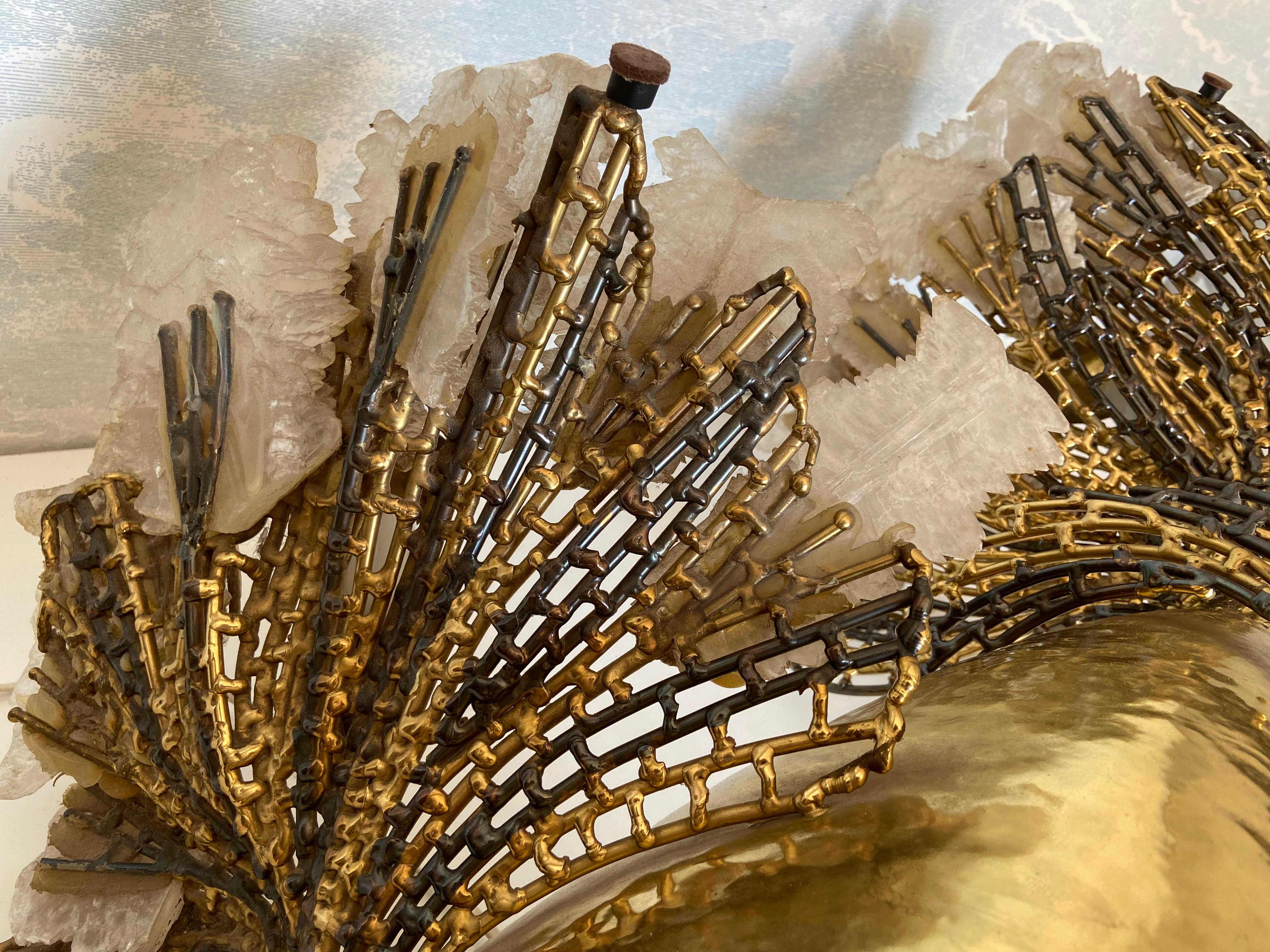 Unique illuminated Sculptural Brass-Fish Coffee Table, Isabelle & Richard Fauré For Sale 13