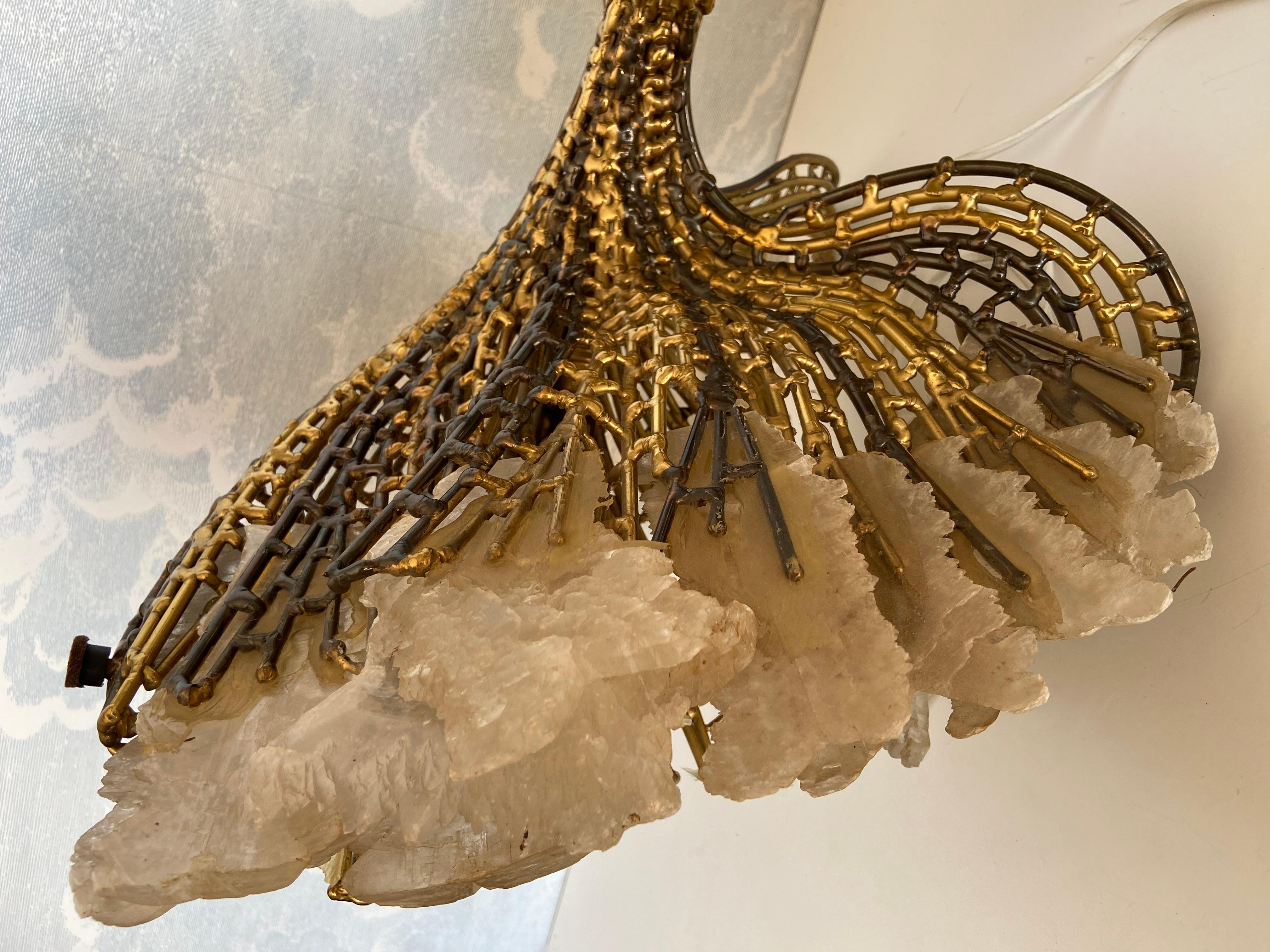 Unique illuminated Sculptural Brass-Fish Coffee Table, Isabelle & Richard Fauré For Sale 1