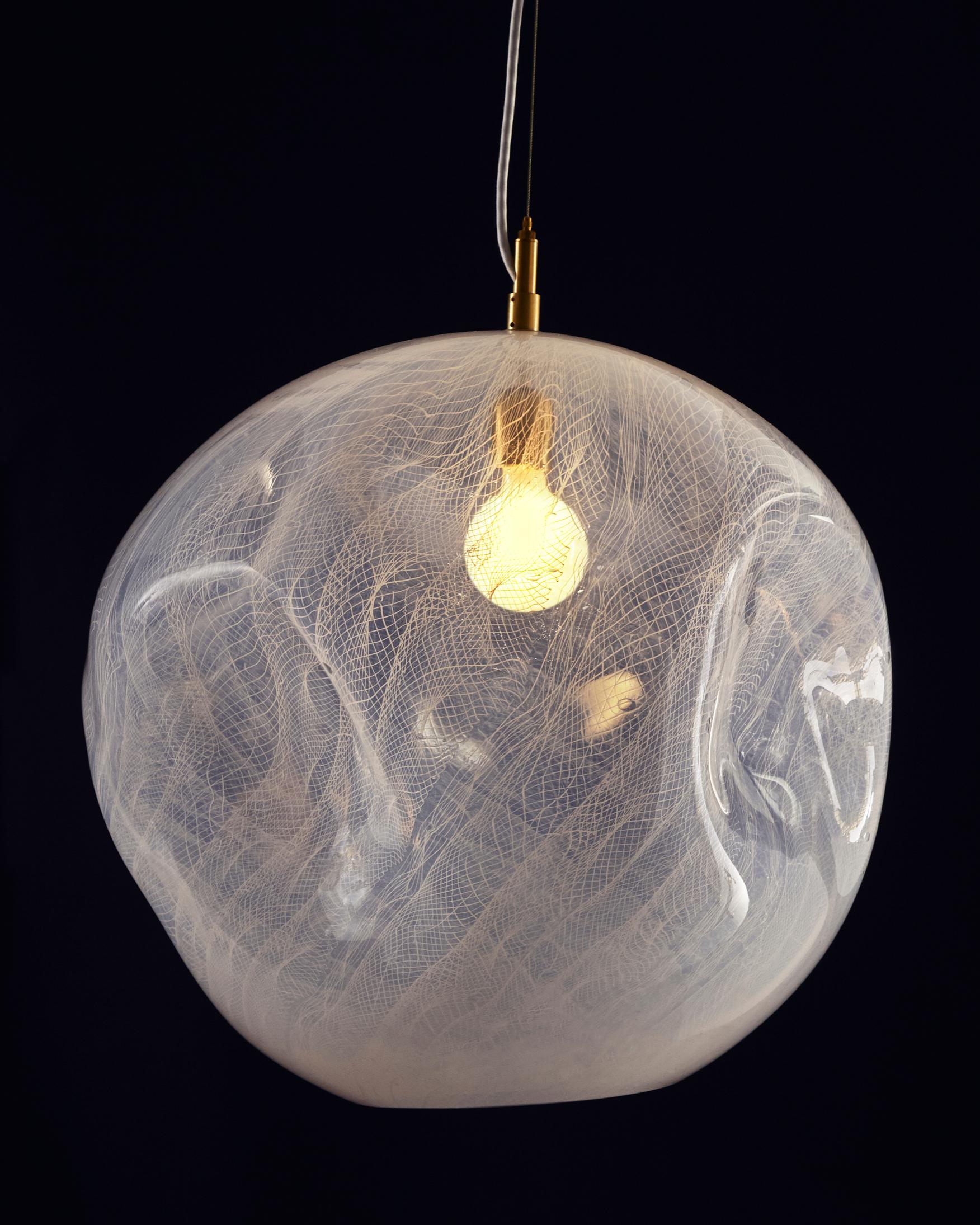American Unique Illuminated Sculptural Pendant by Jeff Zimmerman and James Mongrain