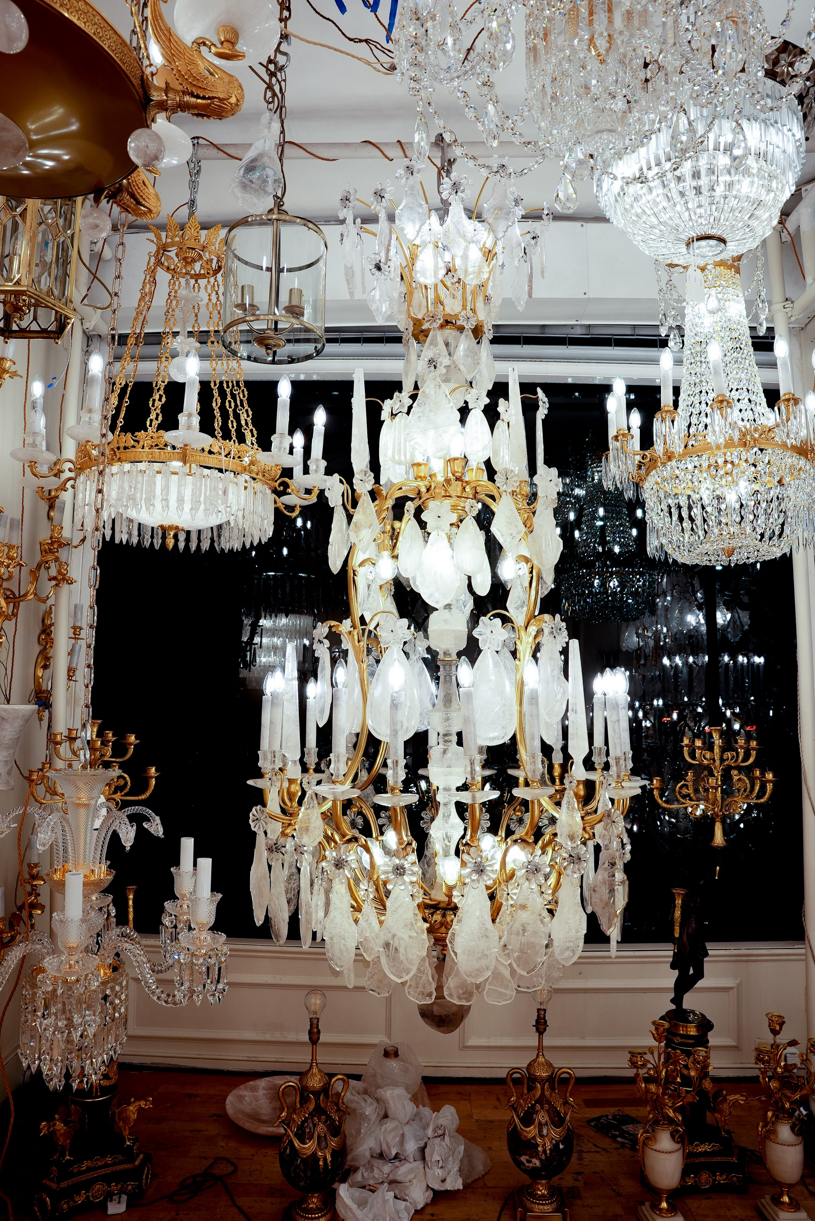 Unique Importan George Hoentschel French Rock Crystal &Gilt Bronze Chandelier