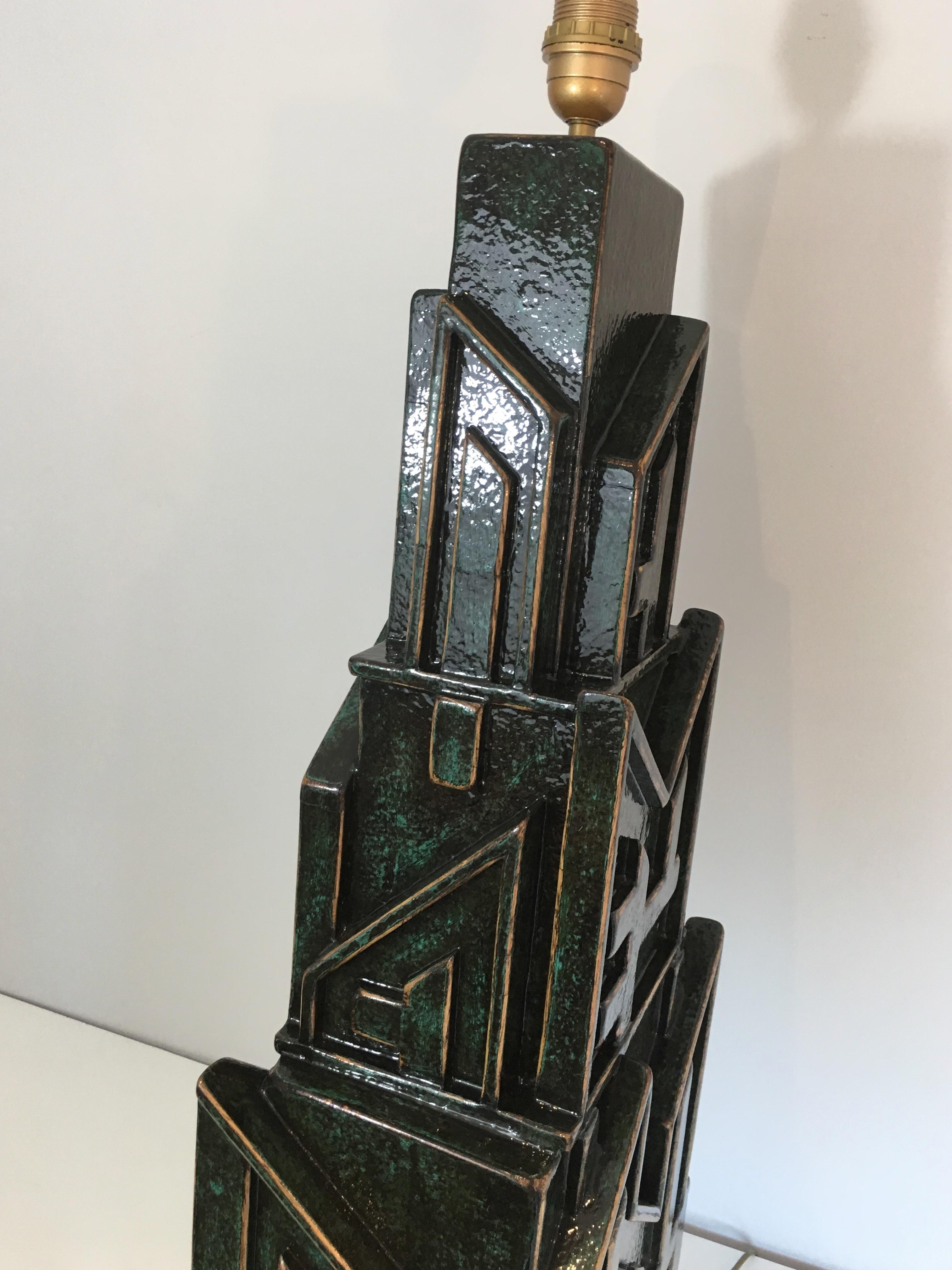 Unique Important Brutalist Patinated Lamp signed AR-BO For Sale 5