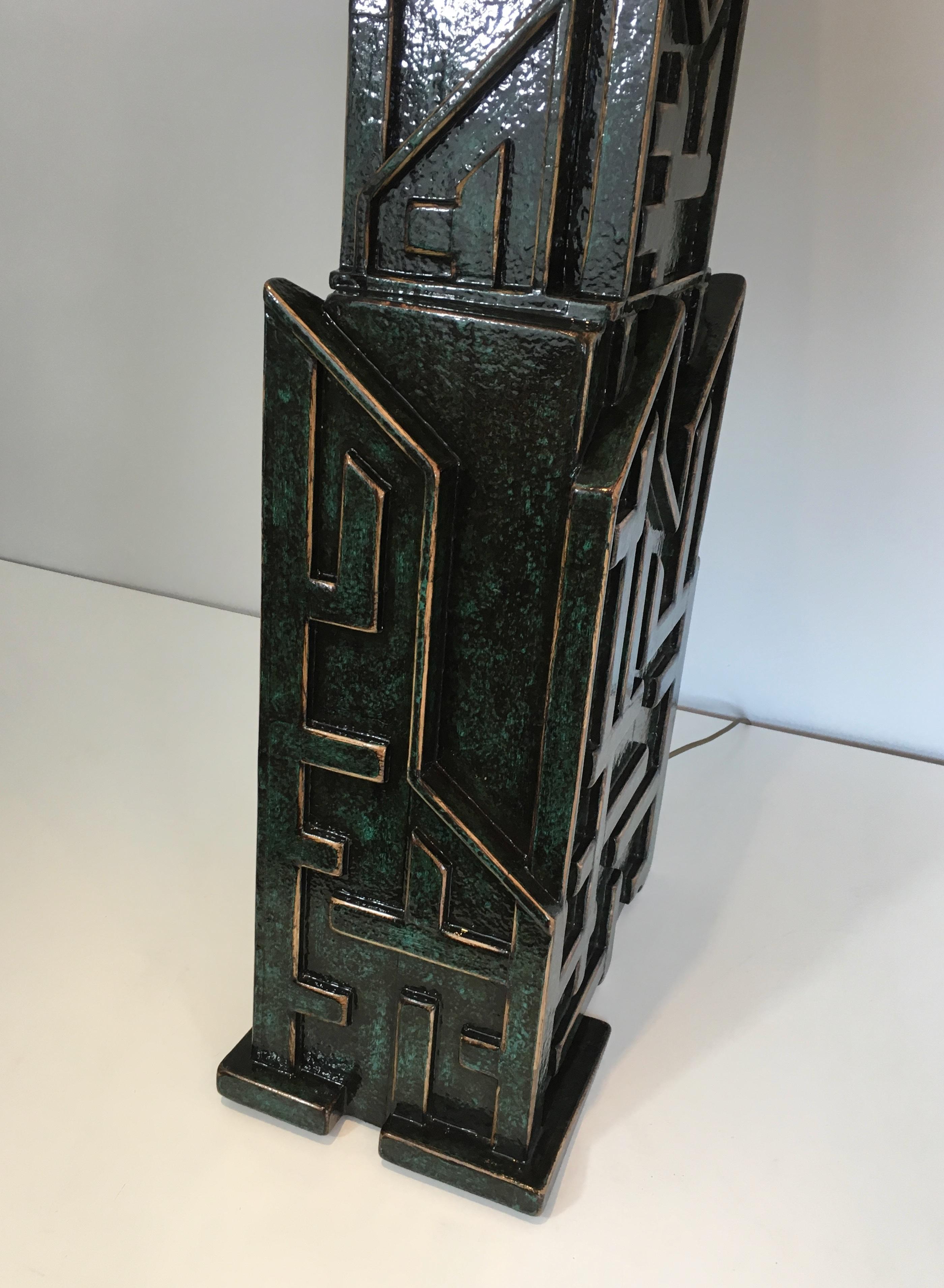 Unique Important Brutalist Patinated Lamp signed AR-BO For Sale 6
