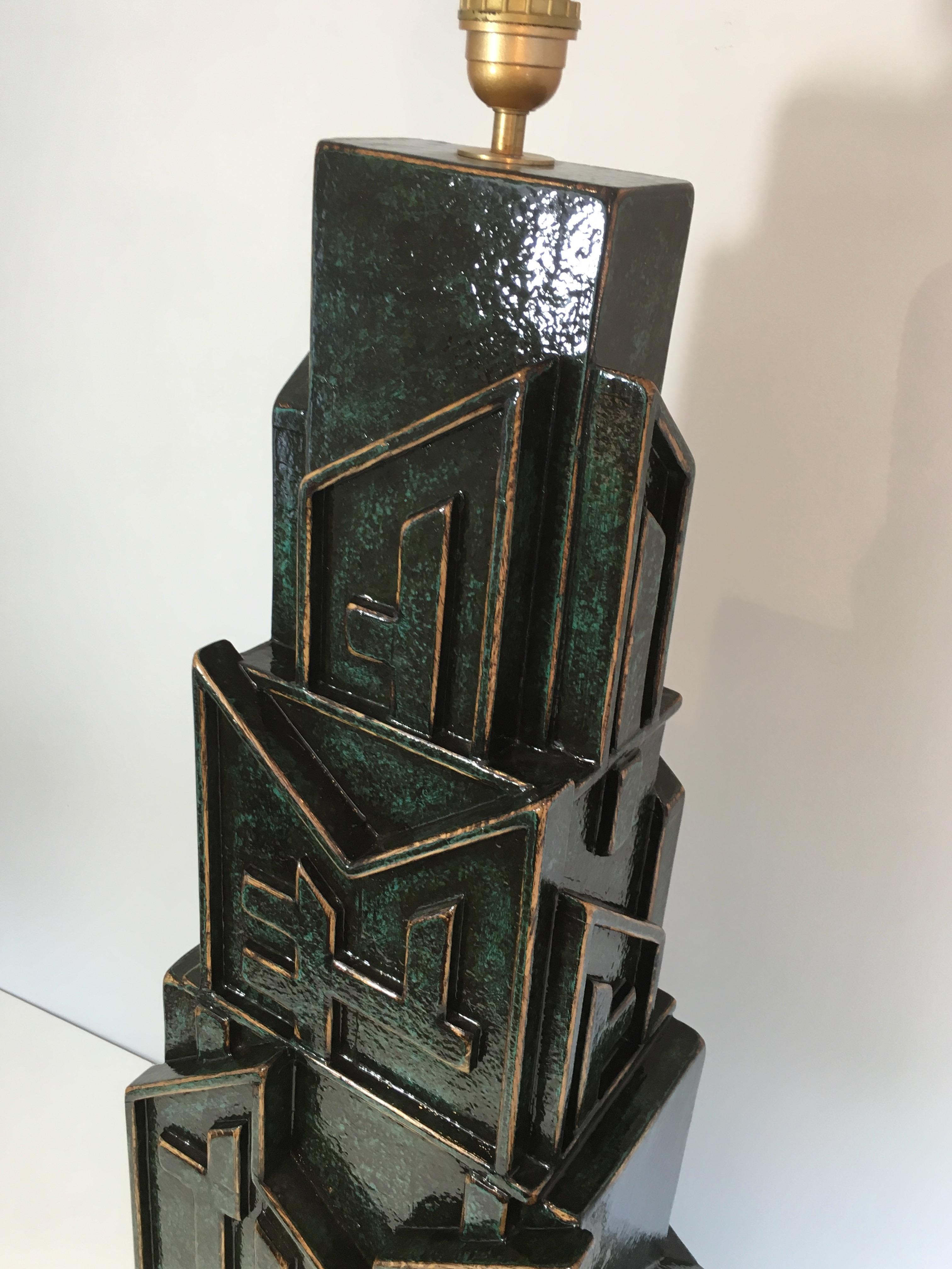 Unique Important Brutalist Patinated Lamp signed AR-BO For Sale 7