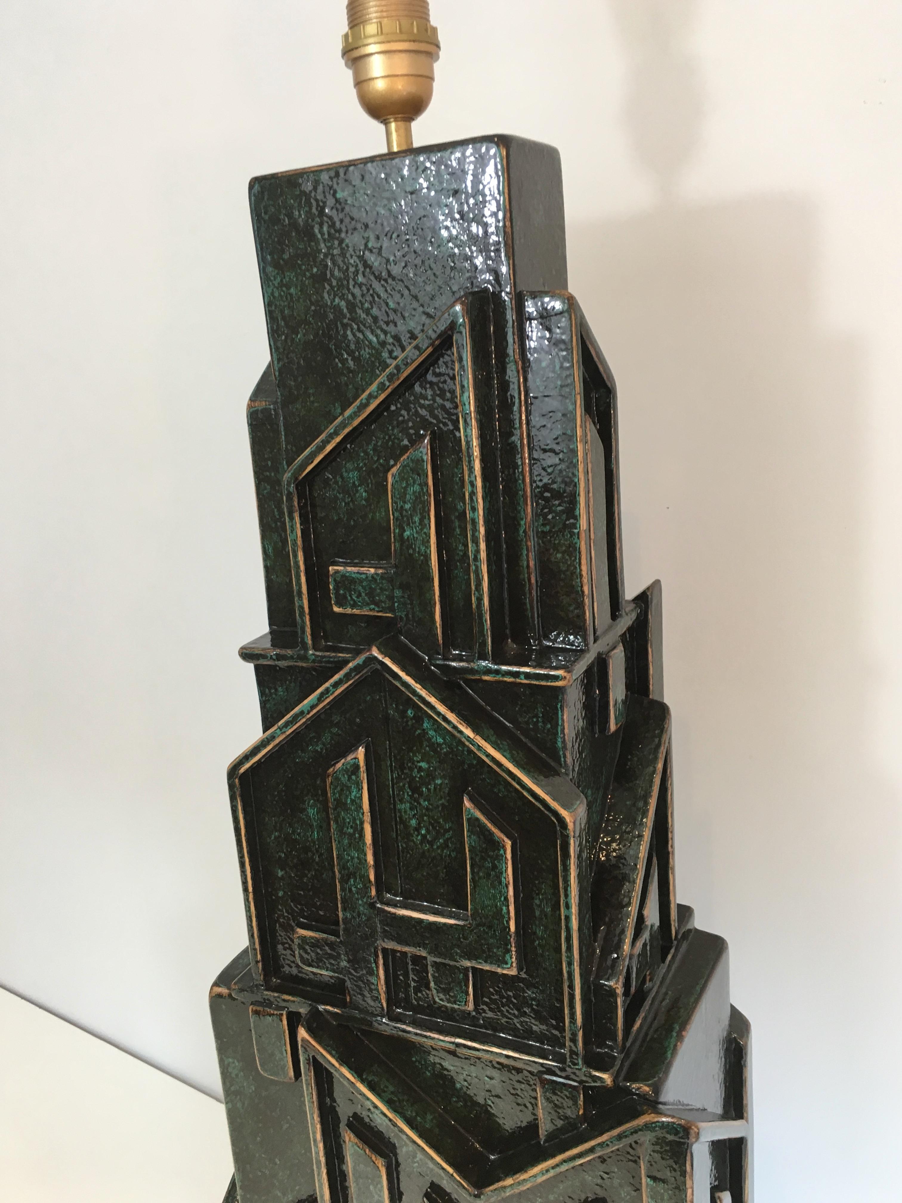 Unique Important Brutalist Patinated Lamp signed AR-BO For Sale 10