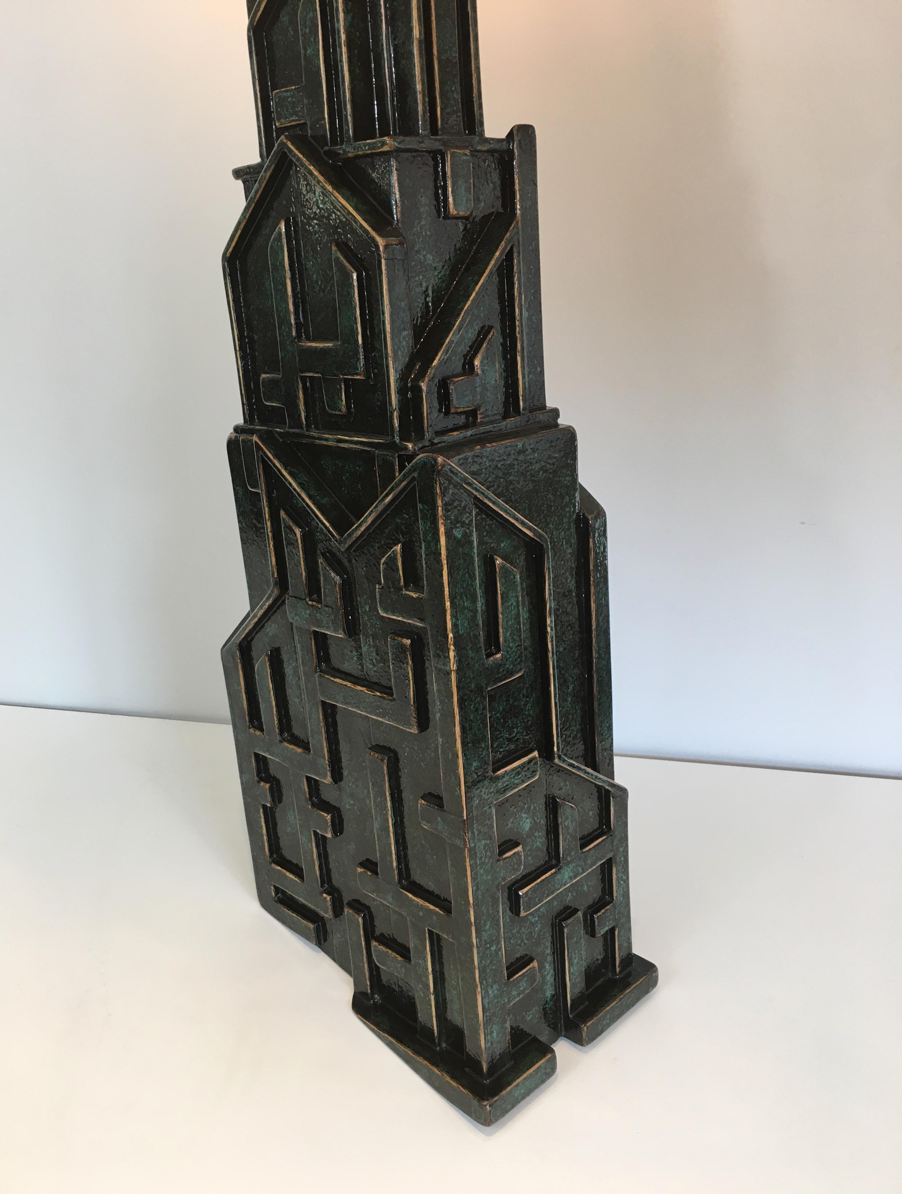 Unique Important Brutalist Patinated Lamp signed AR-BO For Sale 11