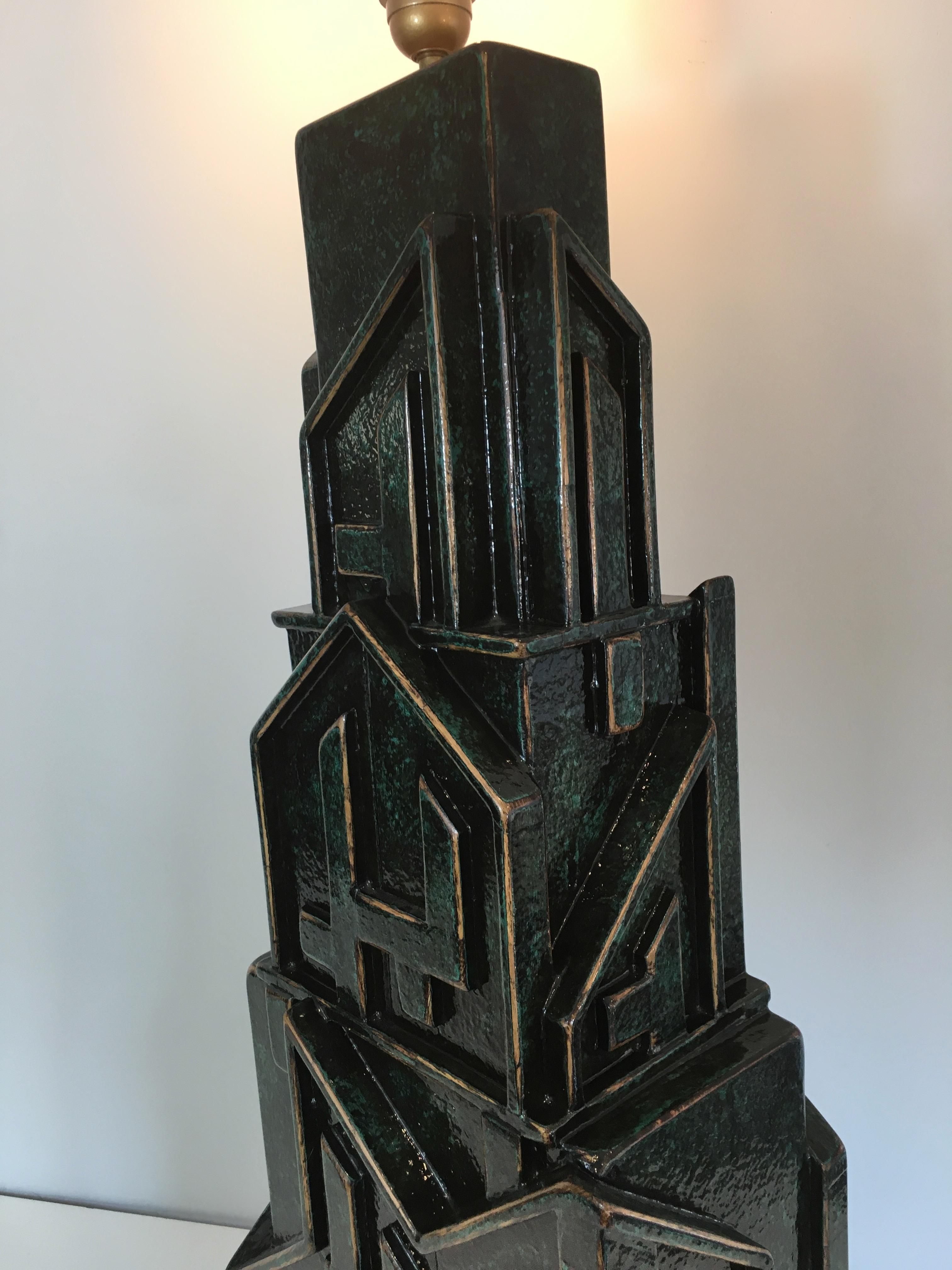 Unique Important Brutalist Patinated Lamp signed AR-BO In Good Condition For Sale In Marcq-en-Barœul, Hauts-de-France