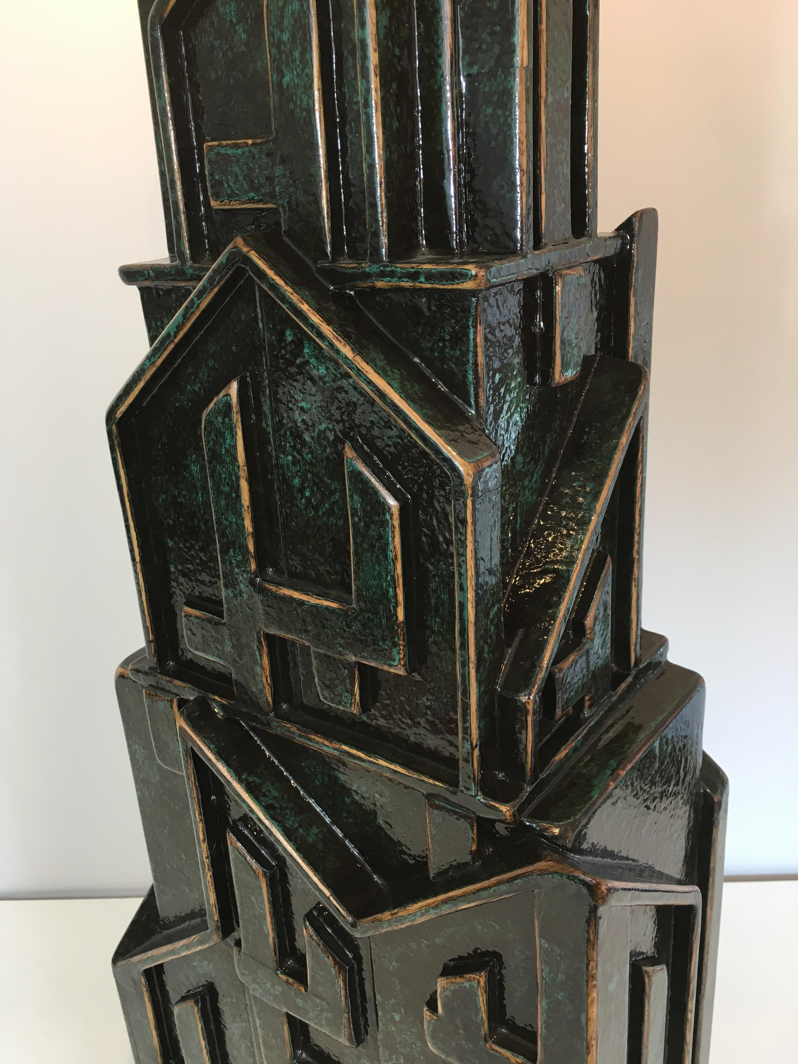 Late 20th Century Unique Important Brutalist Patinated Lamp signed AR-BO For Sale