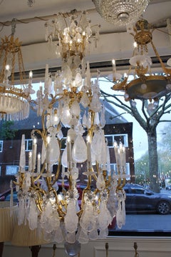 Unique  Important George Hoentschel French Rock Crystal & Gilt Bronze Chandelier
