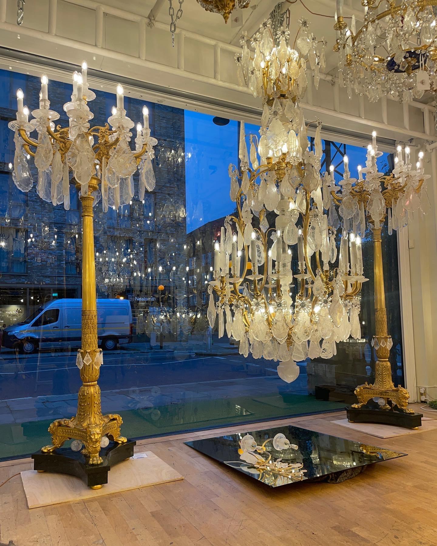 20th Century Unique  Important George Hoentschel French Rock Crystal & Gilt Bronze Chandelier For Sale