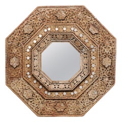 Unique Indonesian Ornately-Carved Octagonal Mirror, Approx. 5.5 Ft Wide & Tall