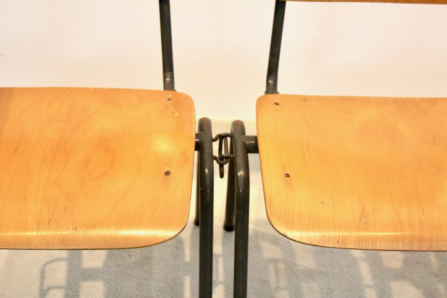 Unique Industrial Plywood Stackable School Sofa Seat by Marko Holland, 1960s For Sale 3