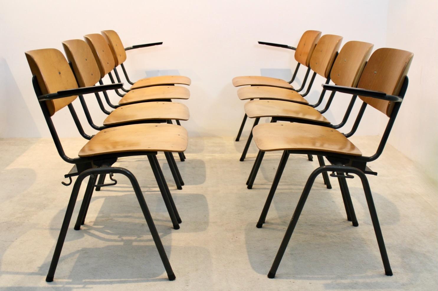 Unique Industrial Plywood Stackable School Sofa Seat by Marko Holland, 1960s For Sale 4