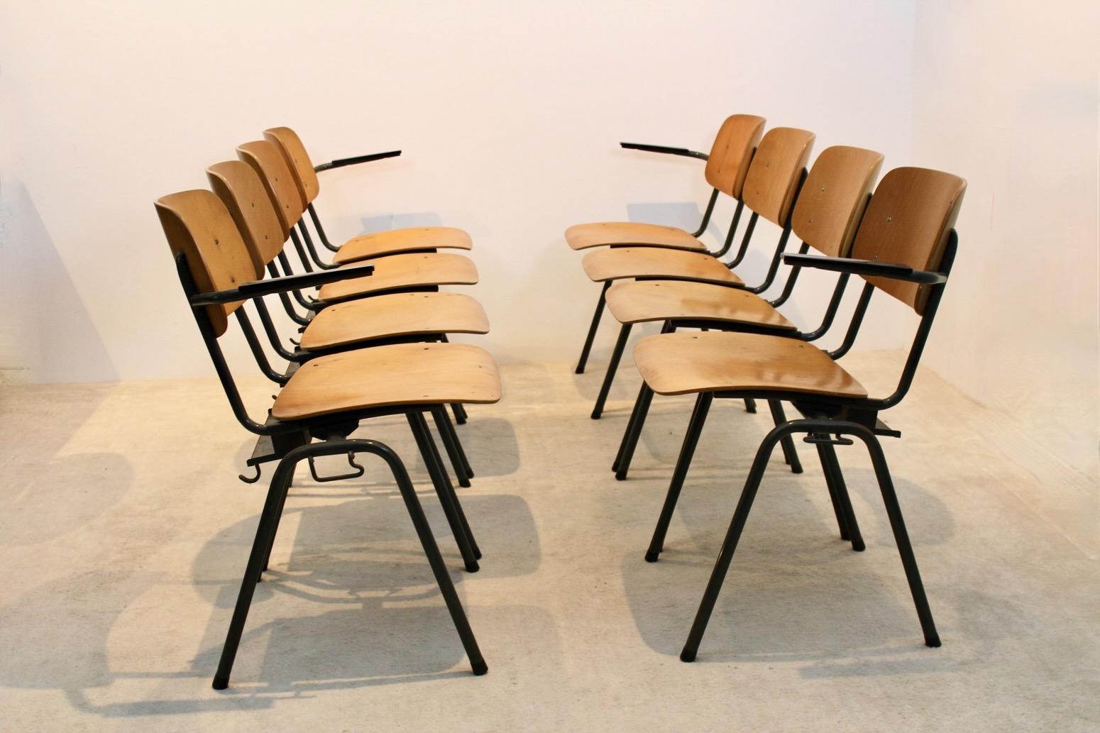 Unique Industrial Plywood Stackable School Sofa Seat by Marko Holland, 1960s For Sale 5