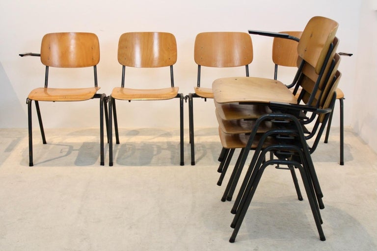 Unique Industrial Plywood Stackable School Sofa Seat by Marko Holland,  1960s For Sale at 1stDibs