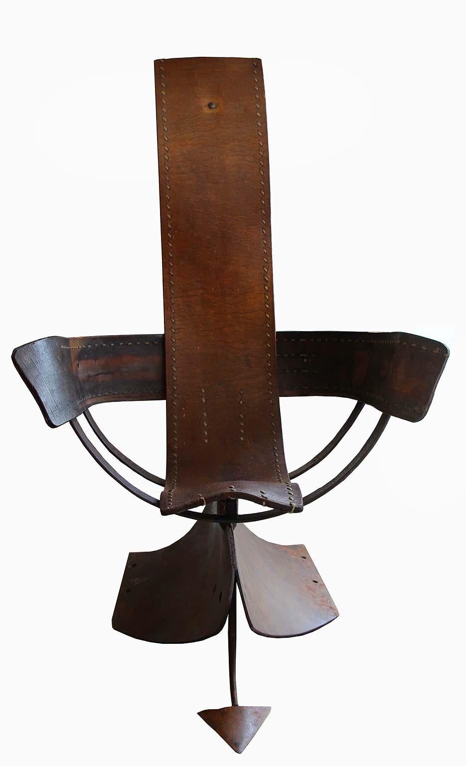 Unique Iron and Leather Art Armchair 4