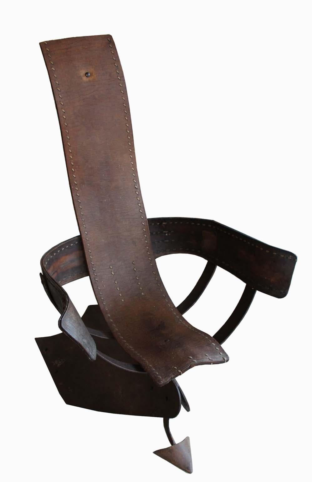 Unique Iron and Leather Art Armchair 5