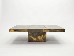 Mesa baja única de latón Isabelle Faure y Richard Faure, años 70