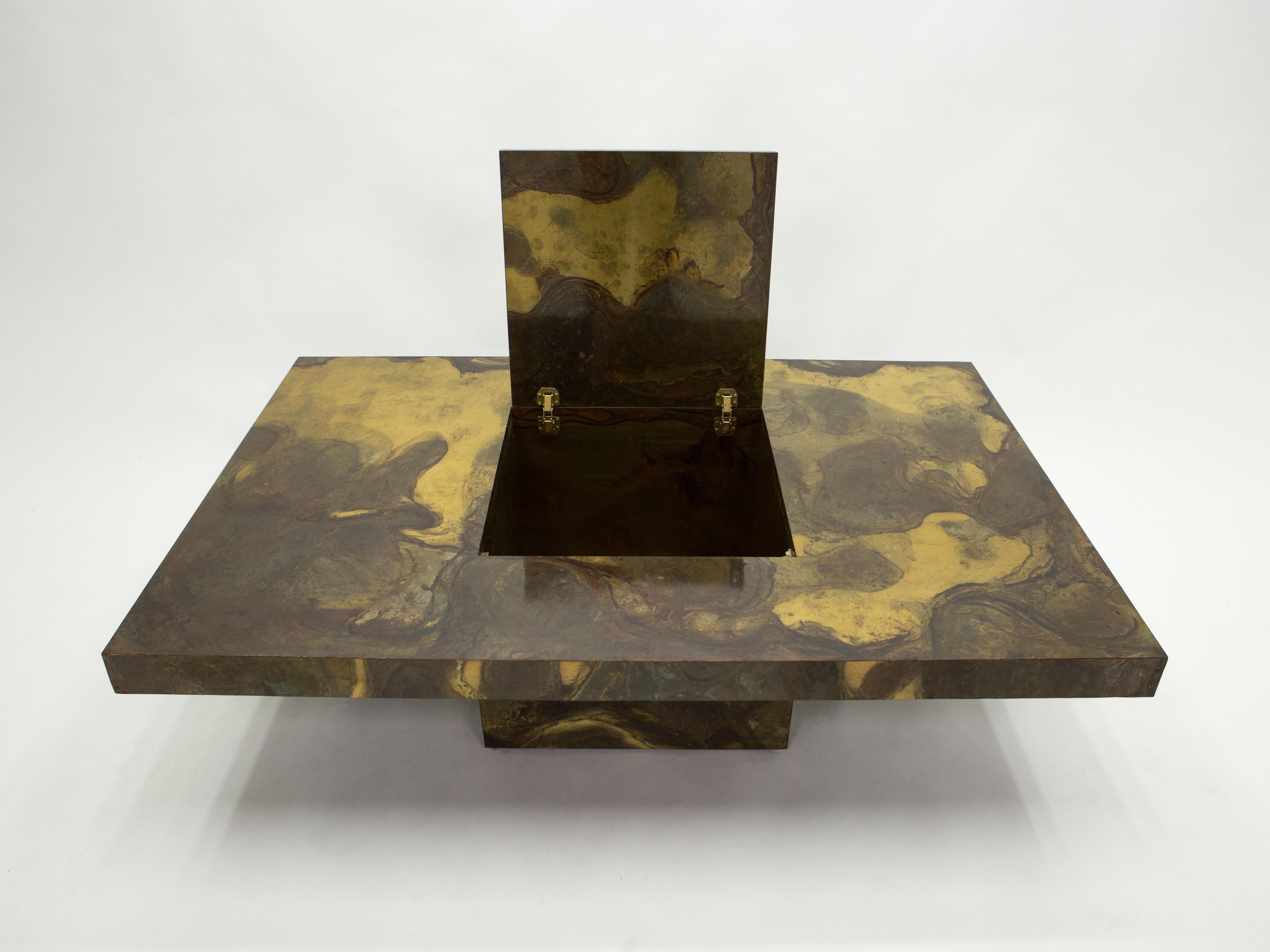 French Unique Isabelle and Richard Faure Brass Coffee Table, 1970s For Sale