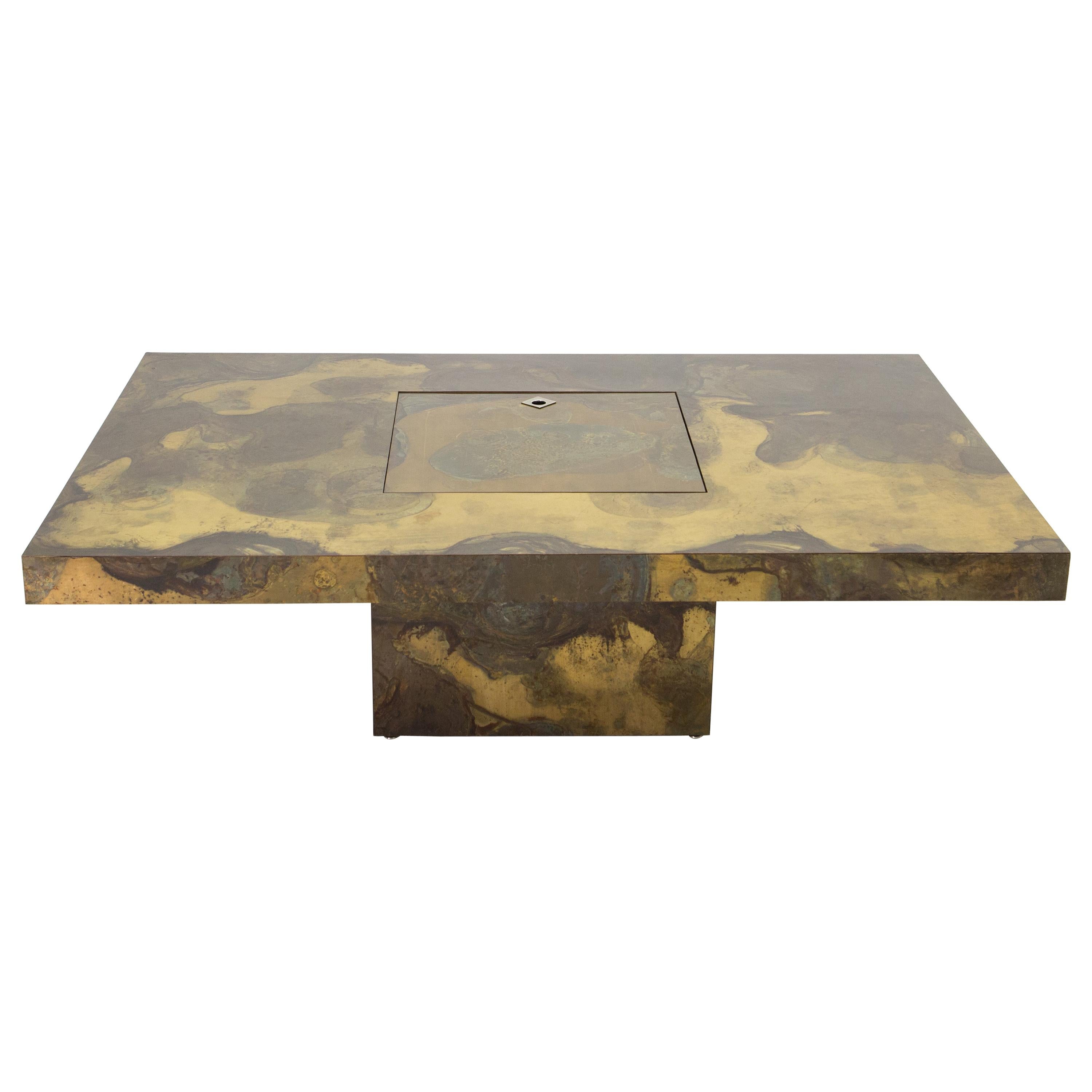 Unique Isabelle and Richard Faure Brass Coffee Table, 1970s