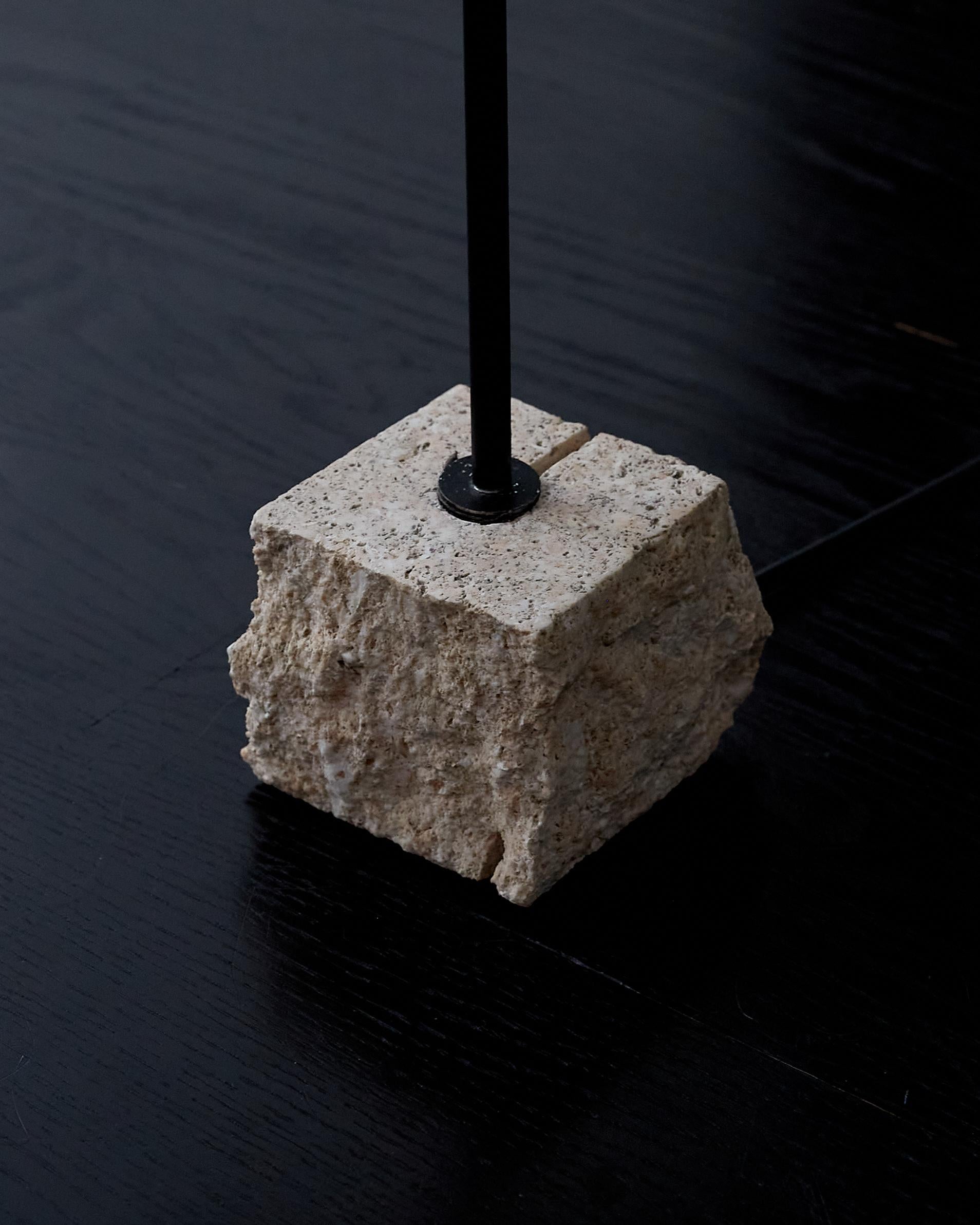 Unique Isamu Noguchi Akari Light Sculpture 32N With Ligurian Stone Base In Good Condition In Brooklyn, NY