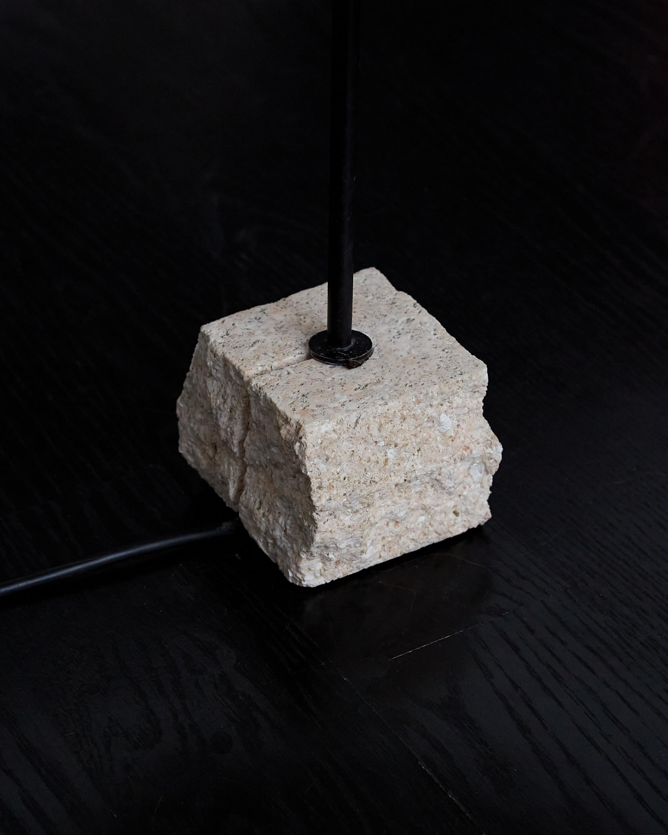 20th Century Unique Isamu Noguchi Akari Light Sculpture 32N With Ligurian Stone Base