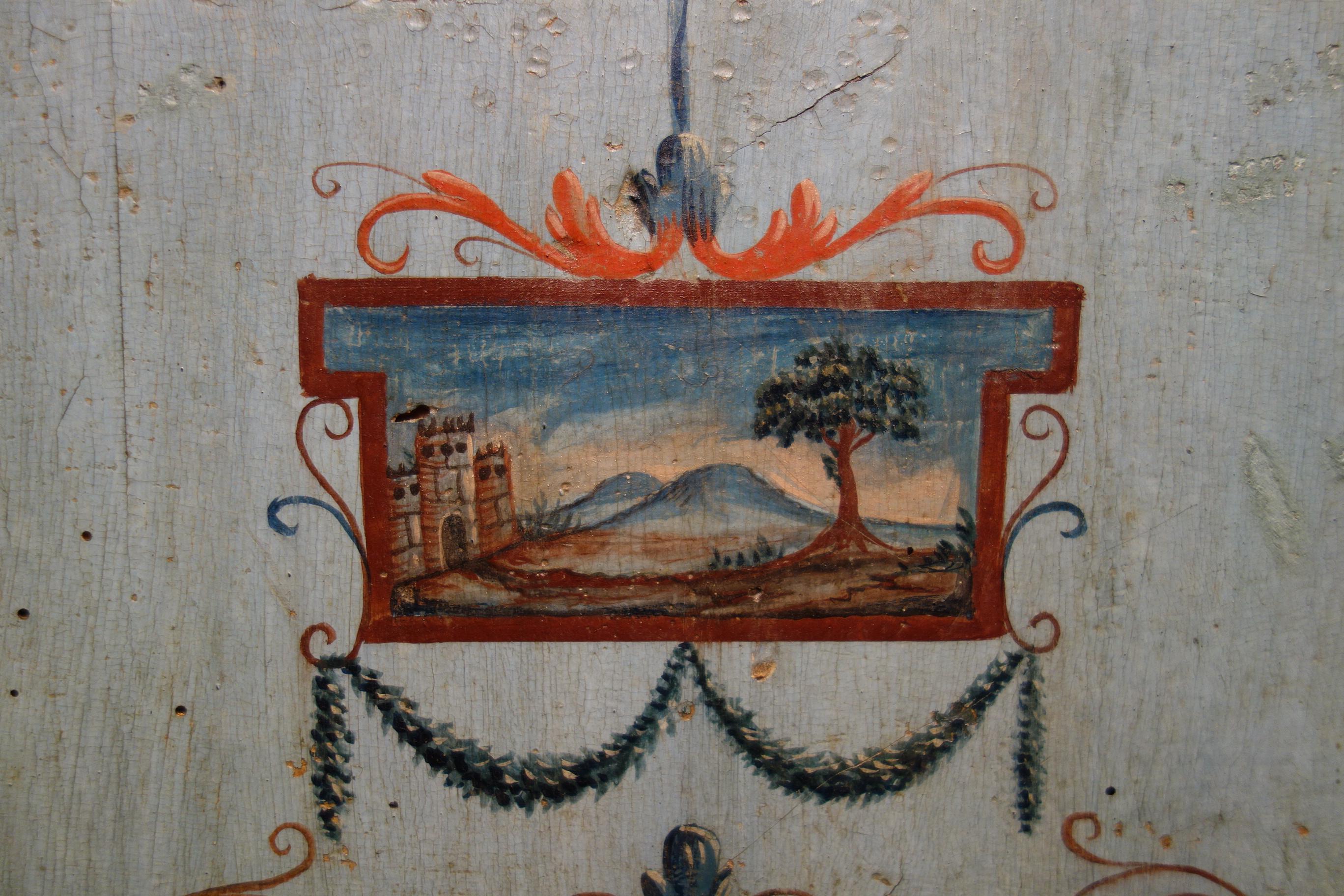 Commode italienne unique du 18ème siècle peinte à la main de style Louis XV, Cassone Marchigiano en vente 4