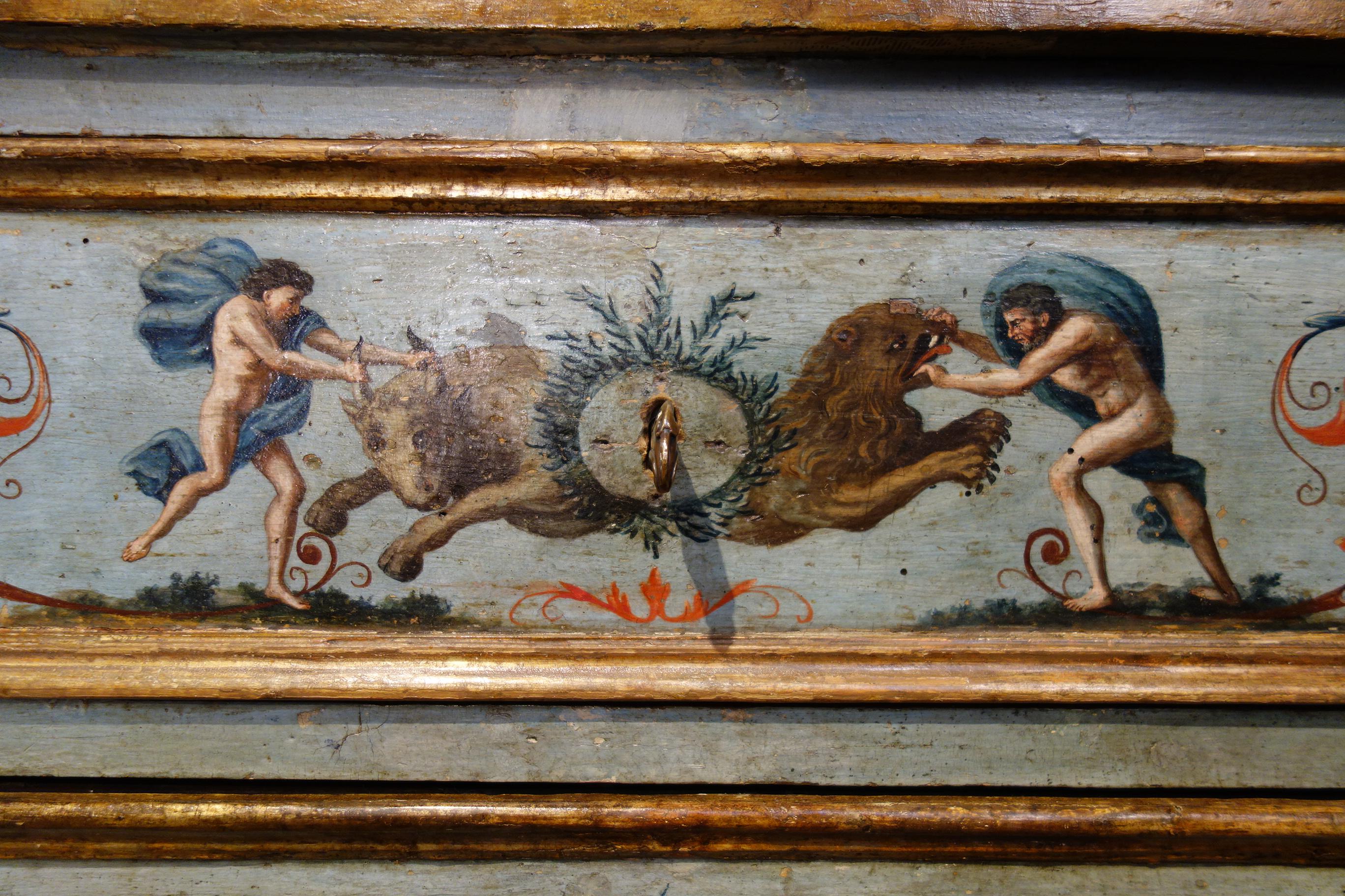 Commode italienne unique du 18ème siècle peinte à la main de style Louis XV, Cassone Marchigiano en vente 6