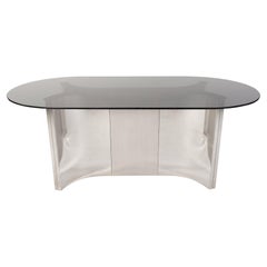Einzigartiger italienischer Esstisch aus Chrom und Rauchglas aus den 1970er Jahren