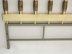 Unique Italian Brutalist Headboard by Luciano Frigerio Bronze Brass, 1970s