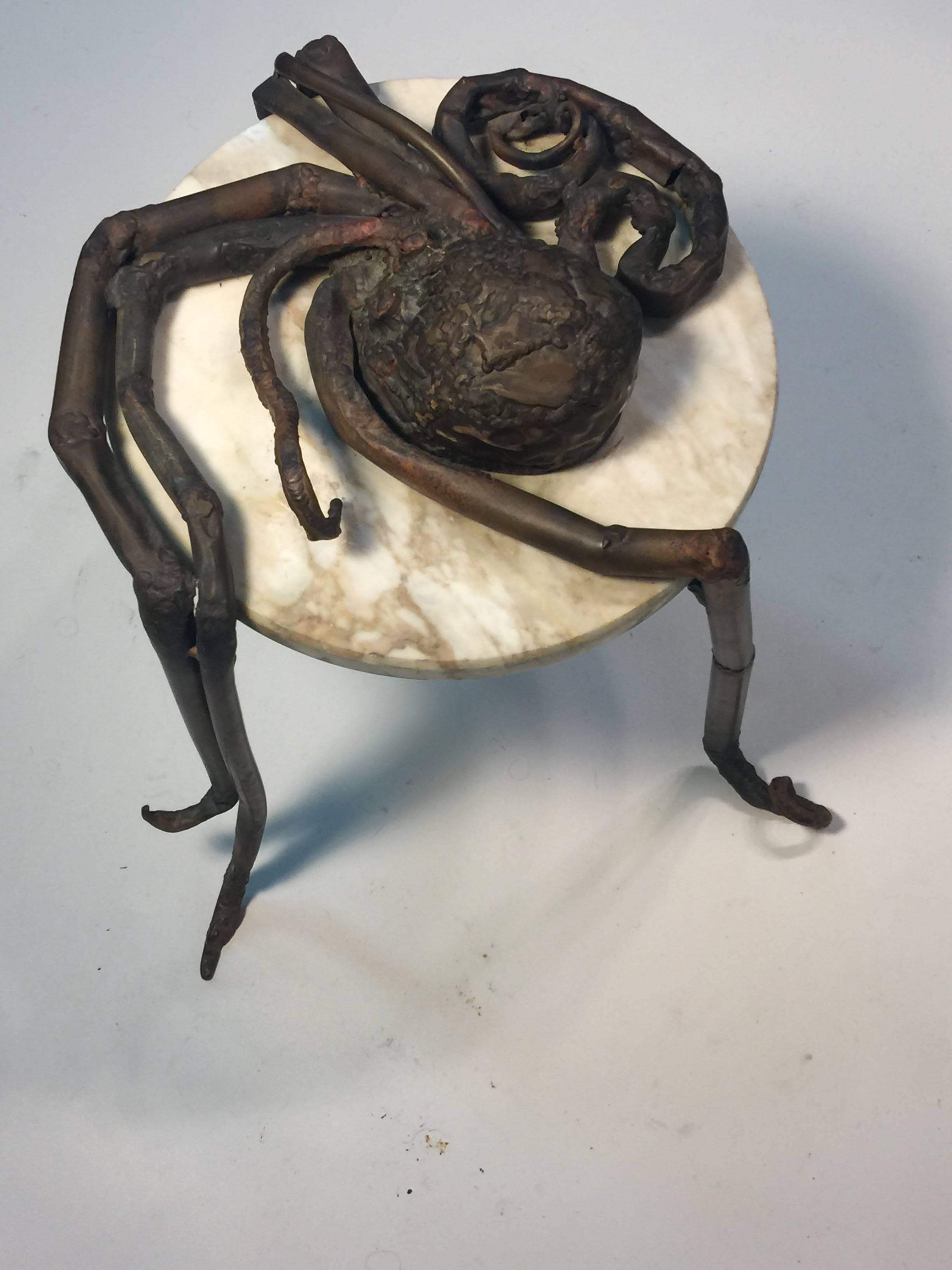Griotte Marble Unique Italian Brutalist Metal Octopus Table For Sale