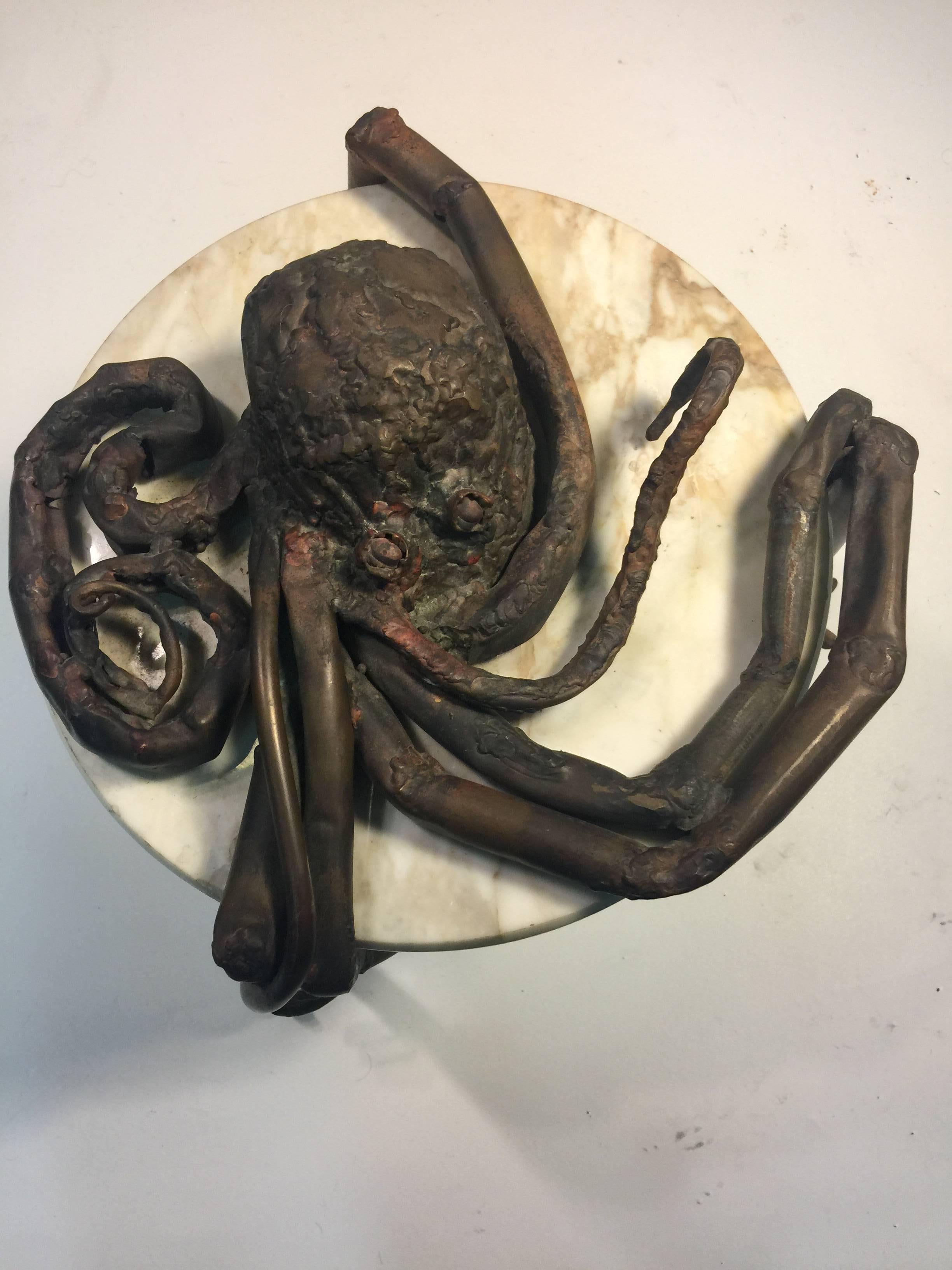 Unique Italian Brutalist Metal Octopus Table For Sale 1